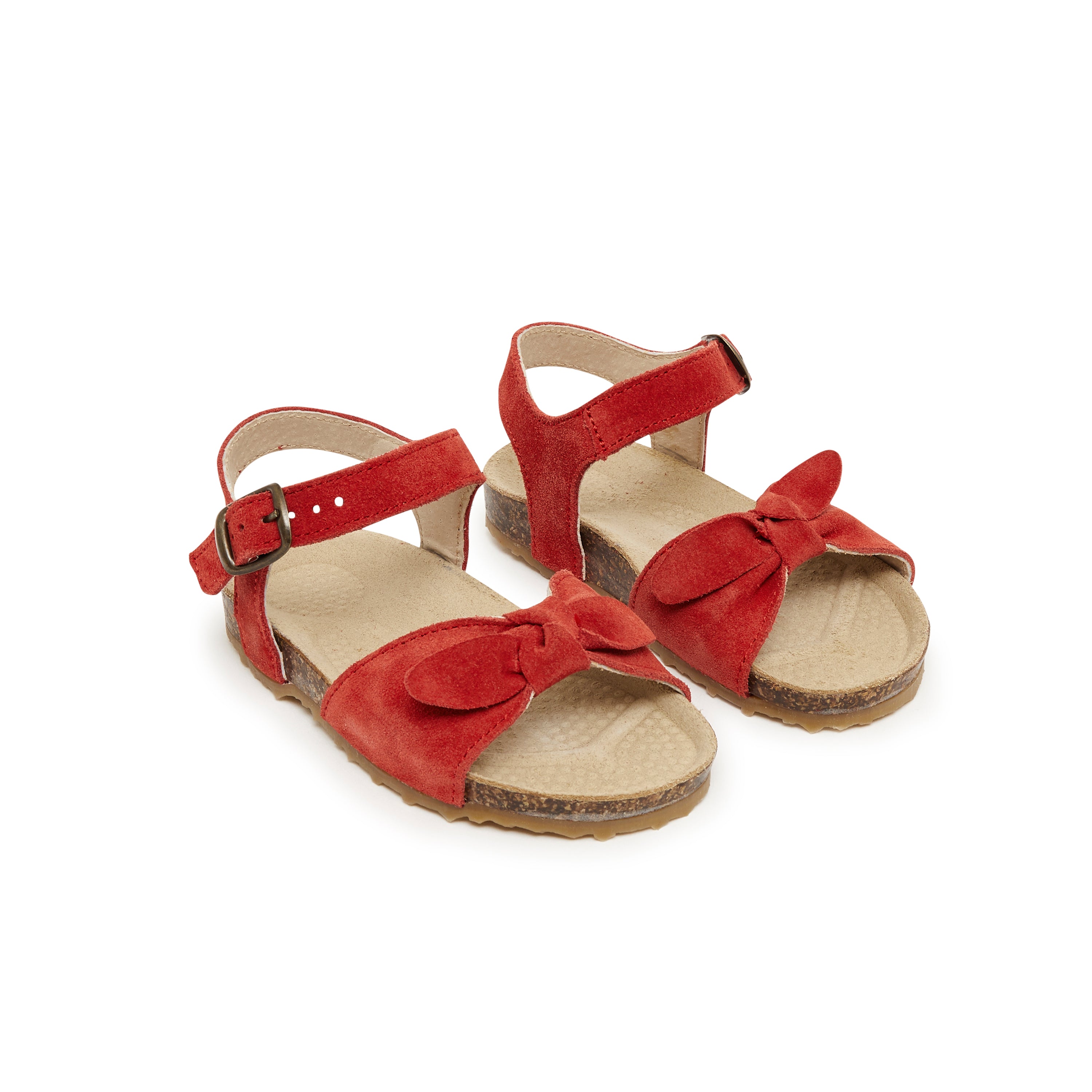 Girls Red Bow Leather Sandals