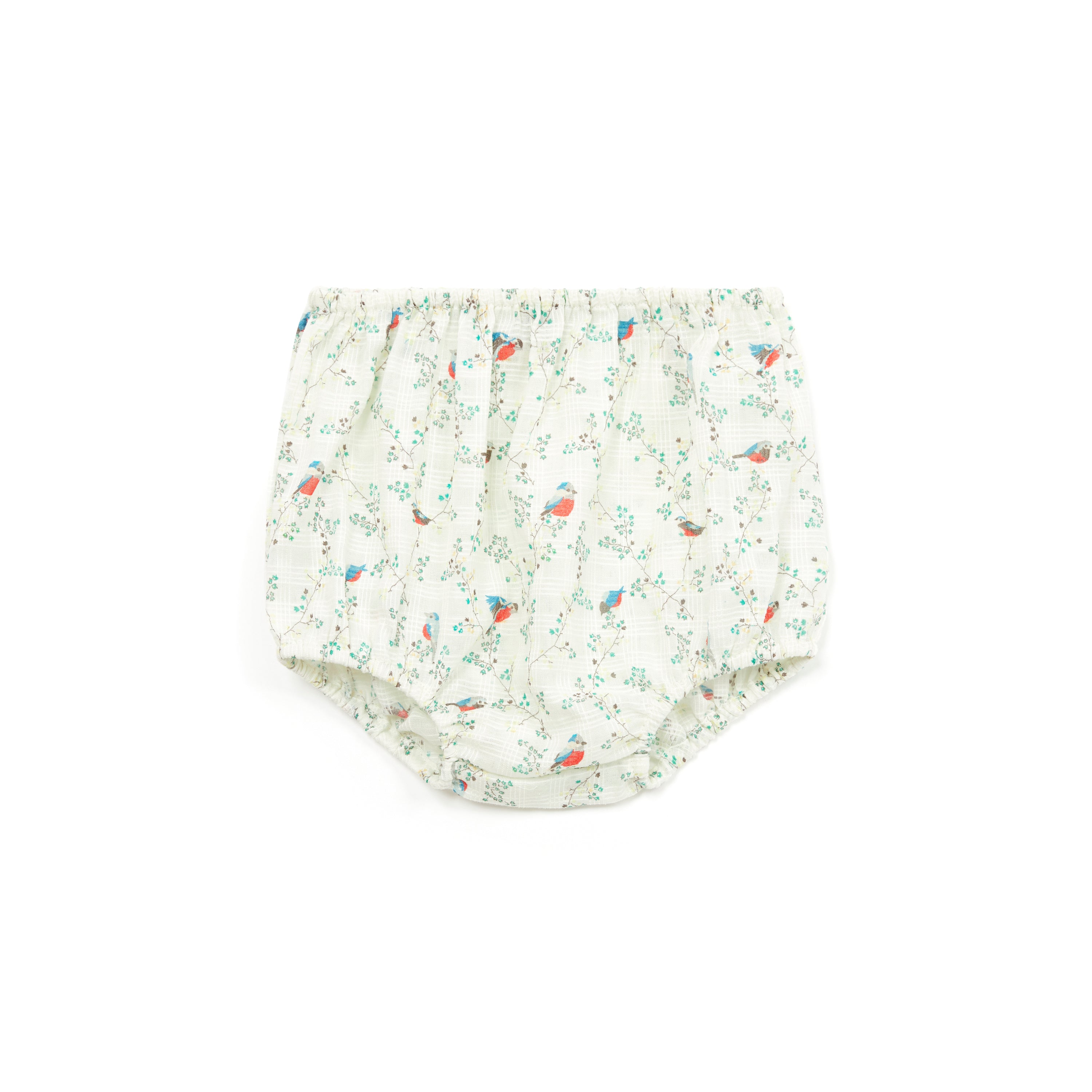 Baby Girls Cyan Embroidery Bird Cotton Bloomers