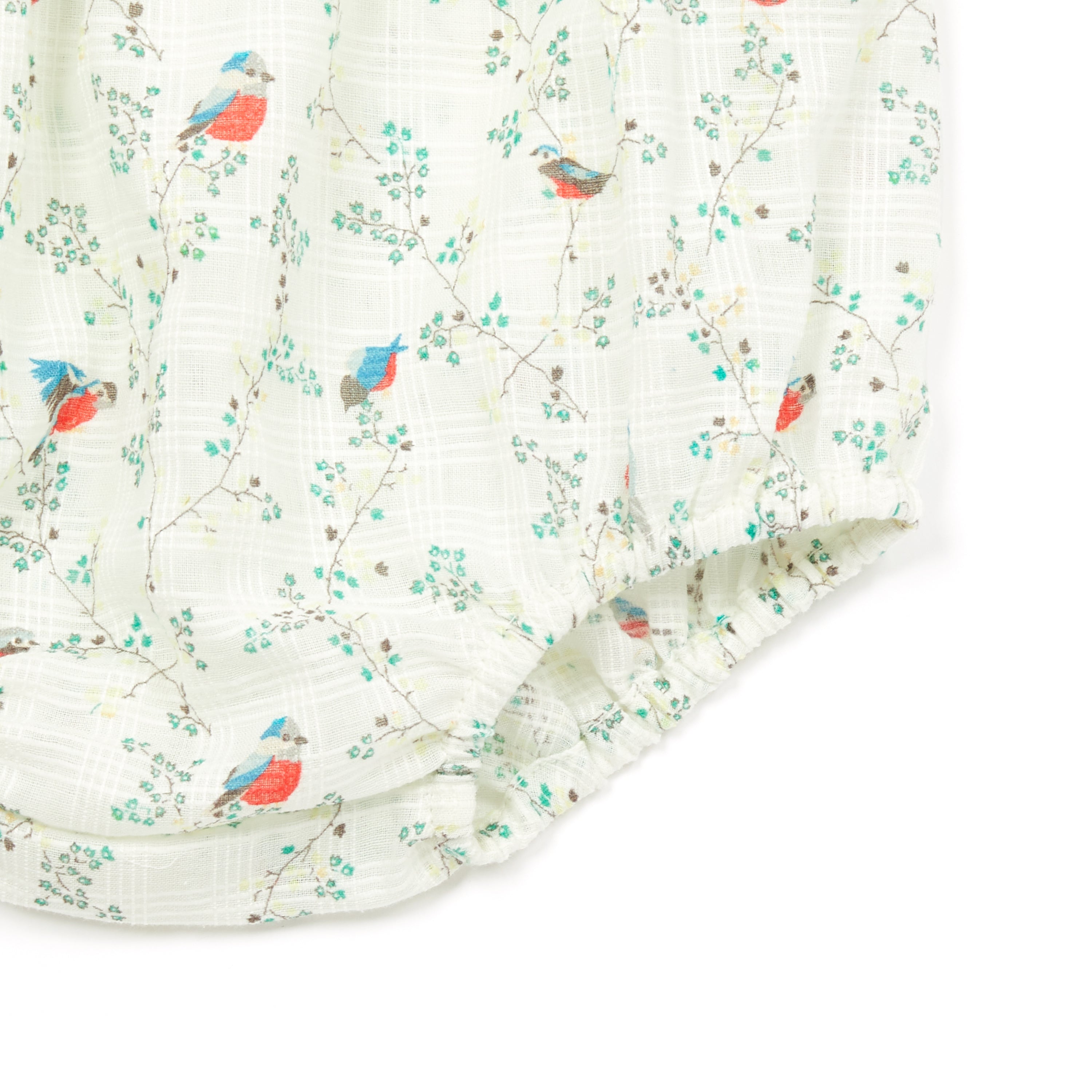 Baby Girls Cyan Embroidery Bird Cotton Bloomers