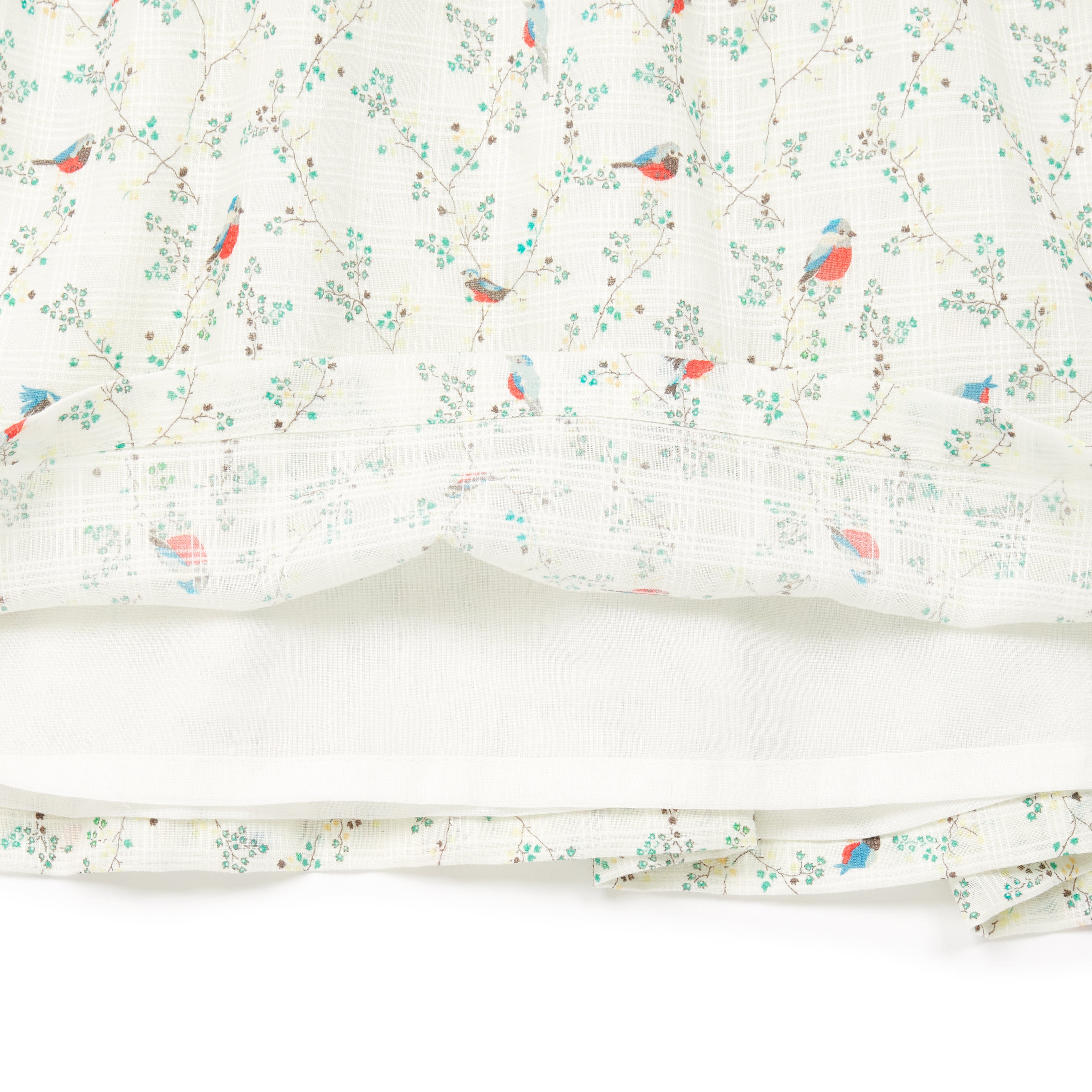 Girls Cyan Embroidery Bird Cotton Dress