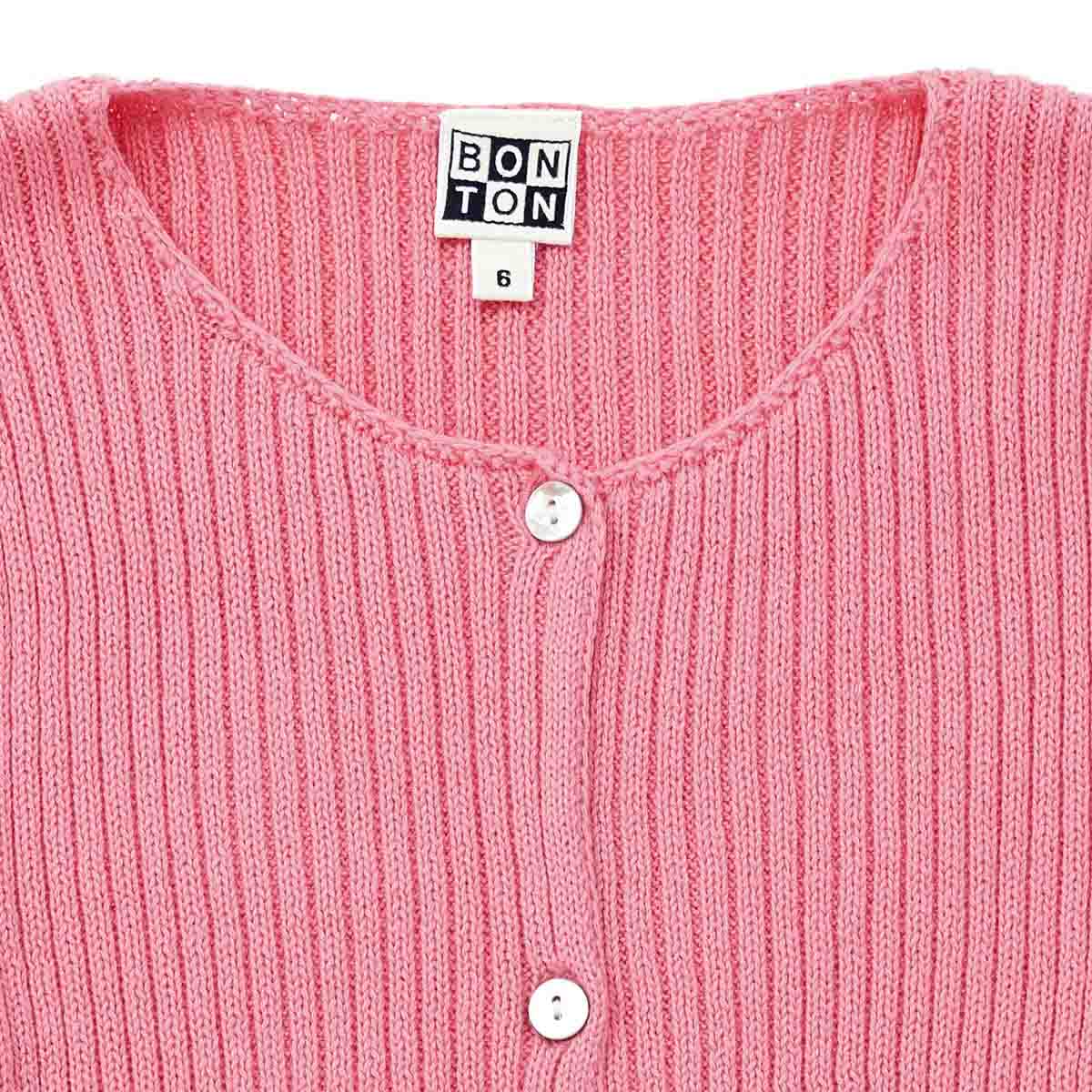 Girls Pink Cotton Cardigan