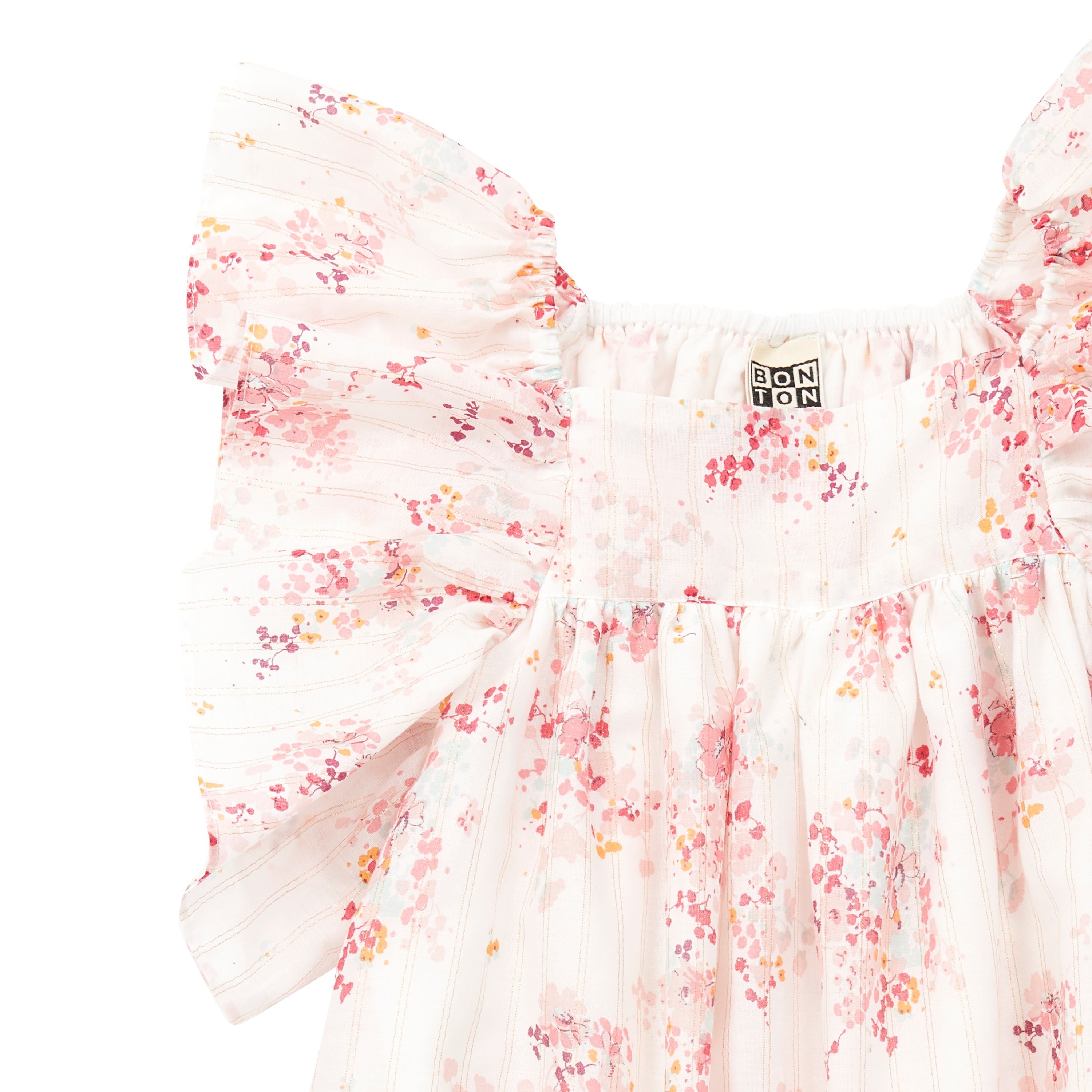 Girls Pink Flowers Cotton Dress