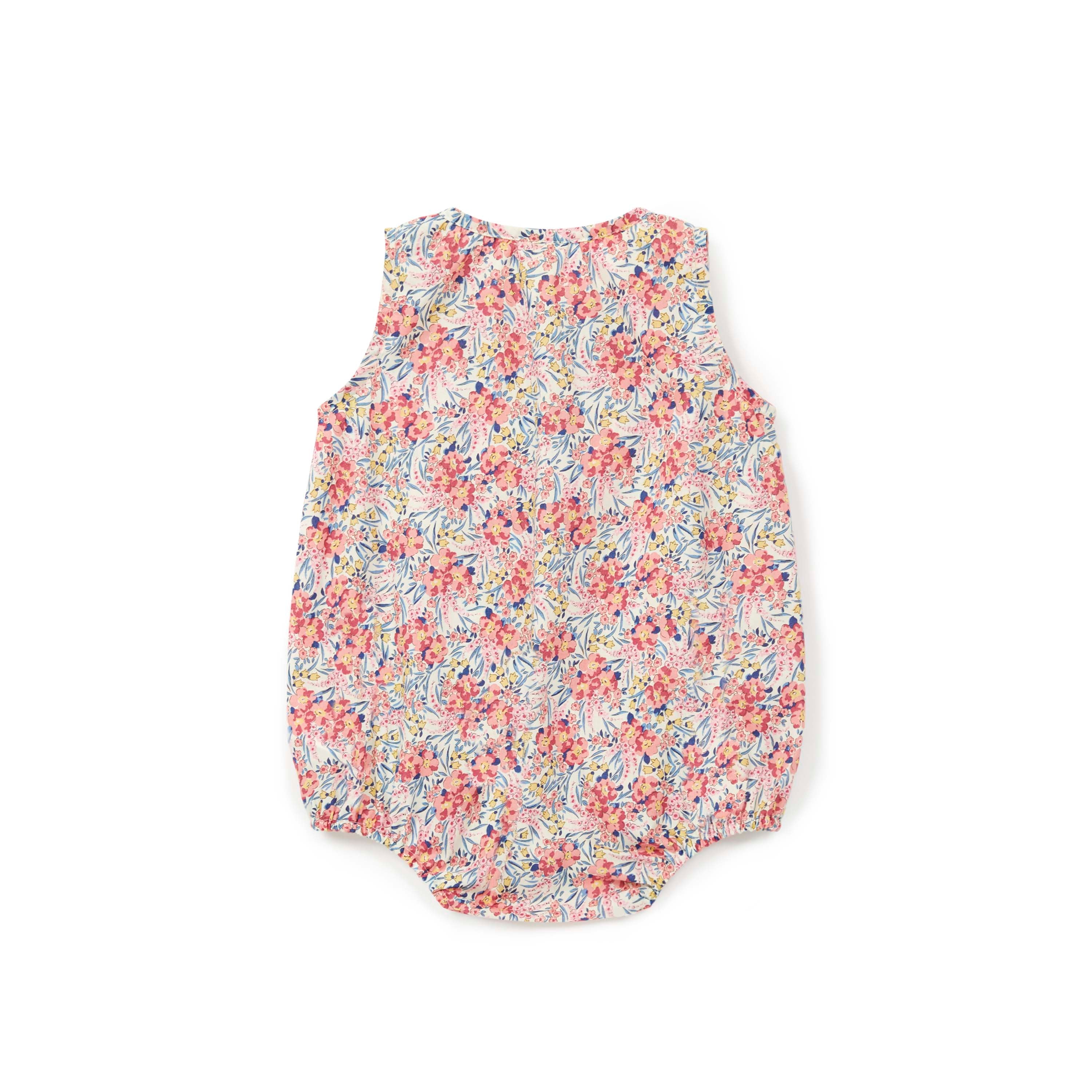 Baby Girls Pink Flowers Cotton Babysuit