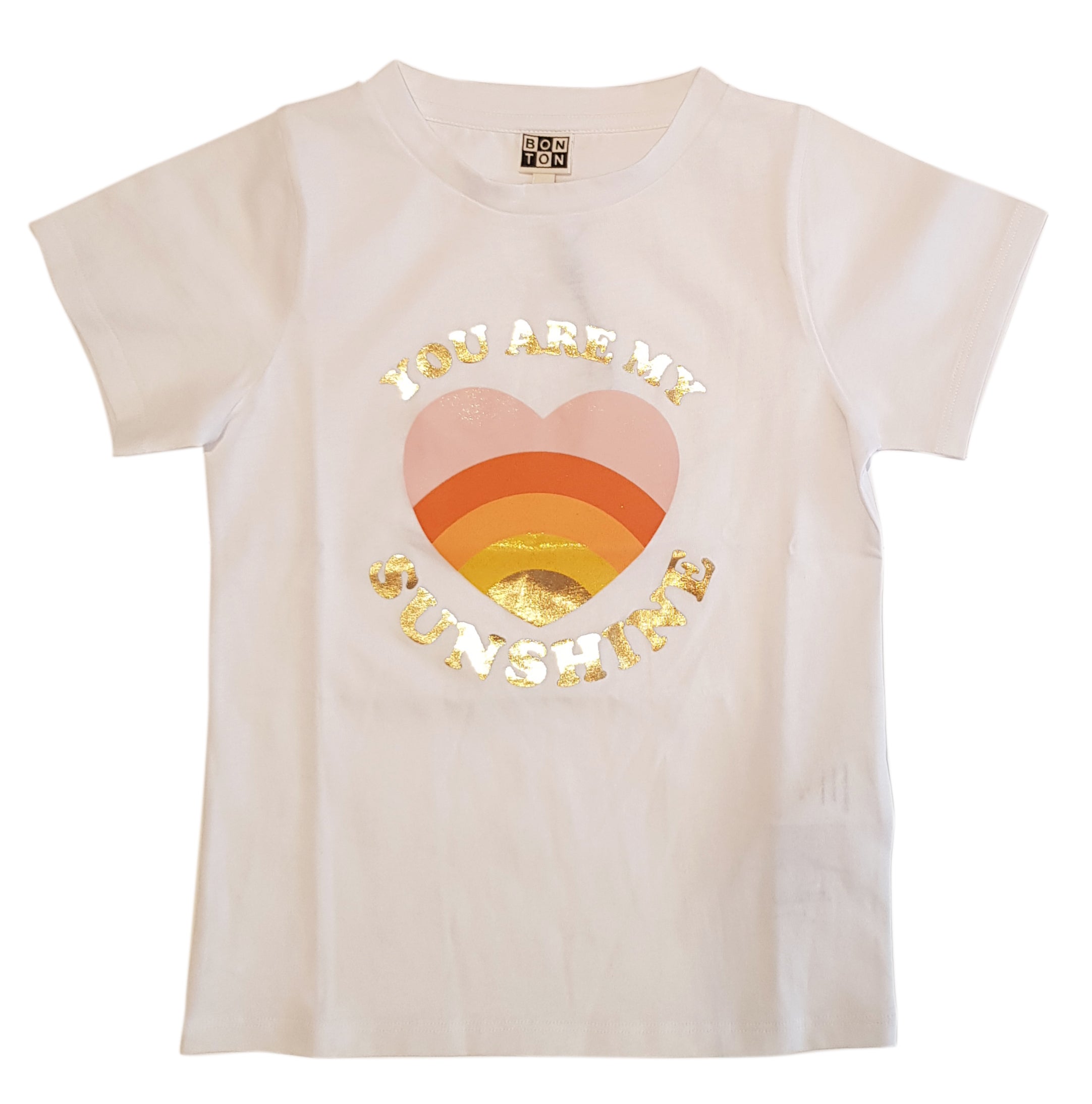 Girls White Pattern Cotton T-shirt