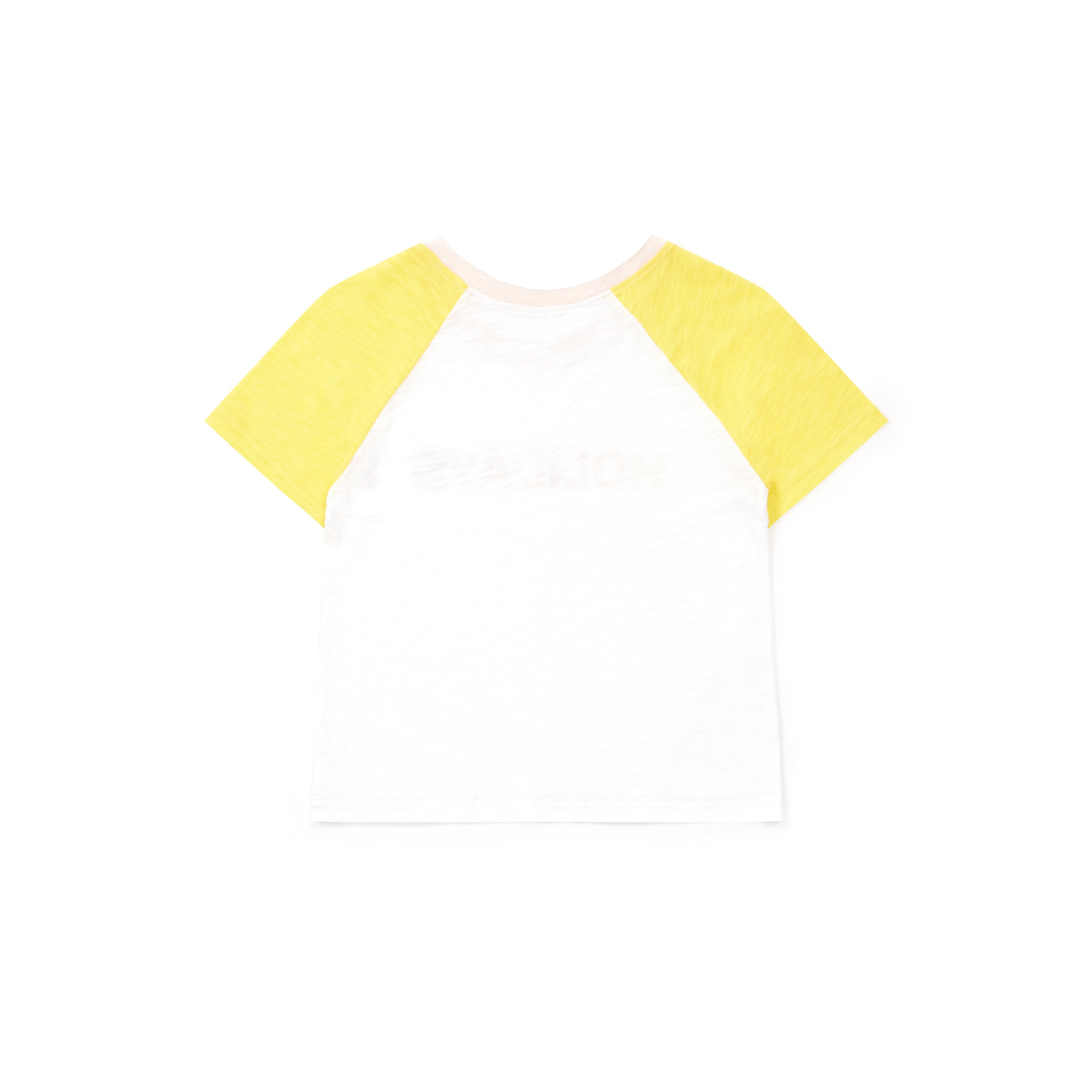 Girls White & Yellow Logo Cotton T-shirt