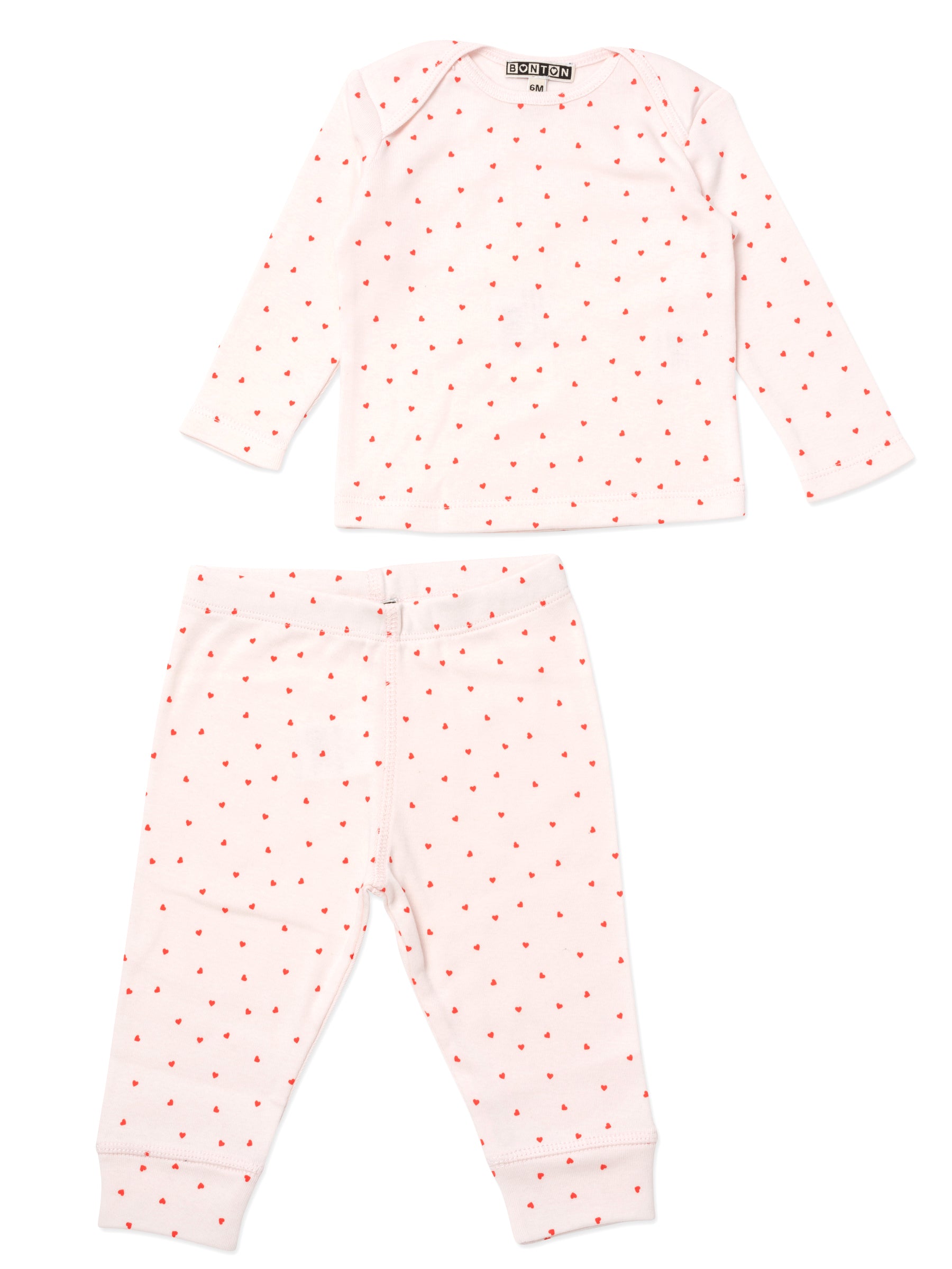 Baby Girls Pink Heart Cotton Set