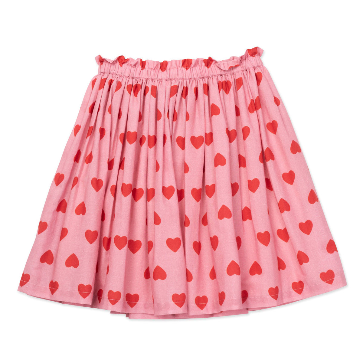 Girls Pink Heart Cotton Skirt