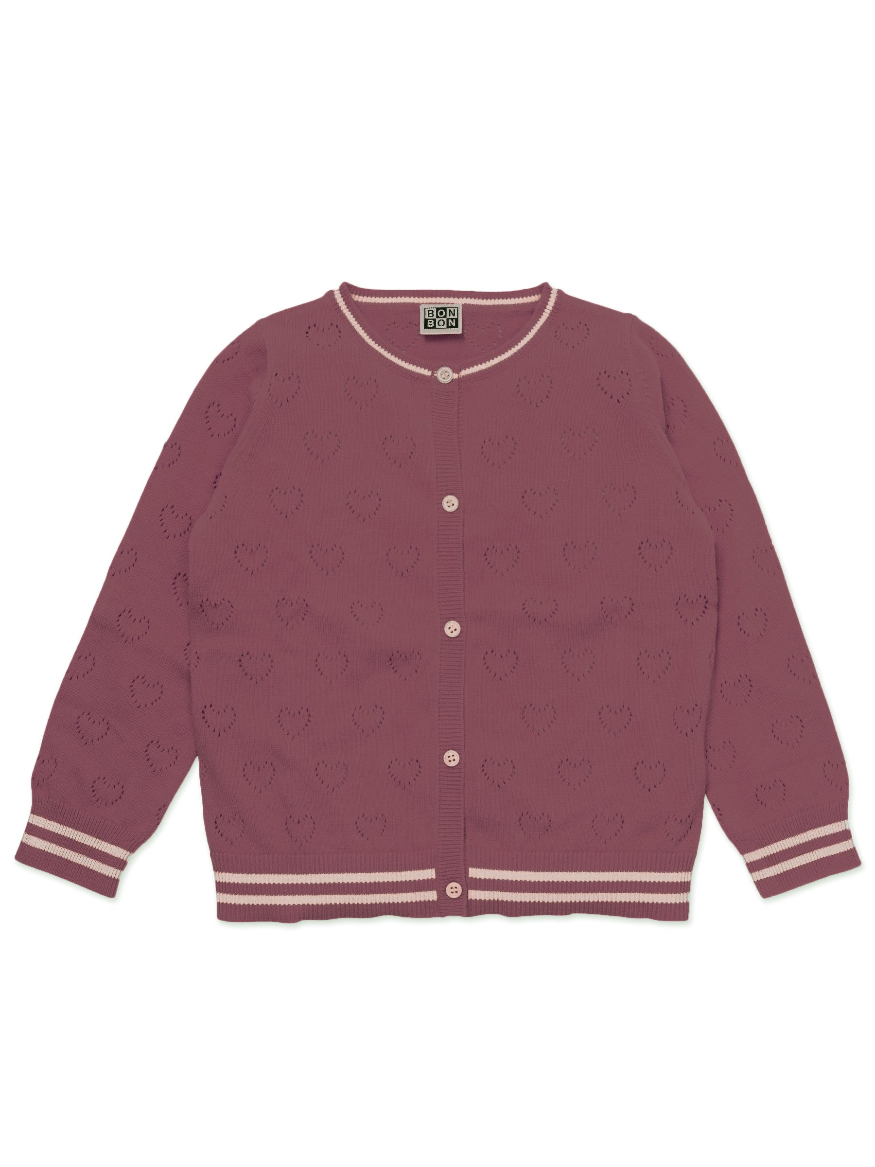 Girls Dark Red Cotton Cardigan
