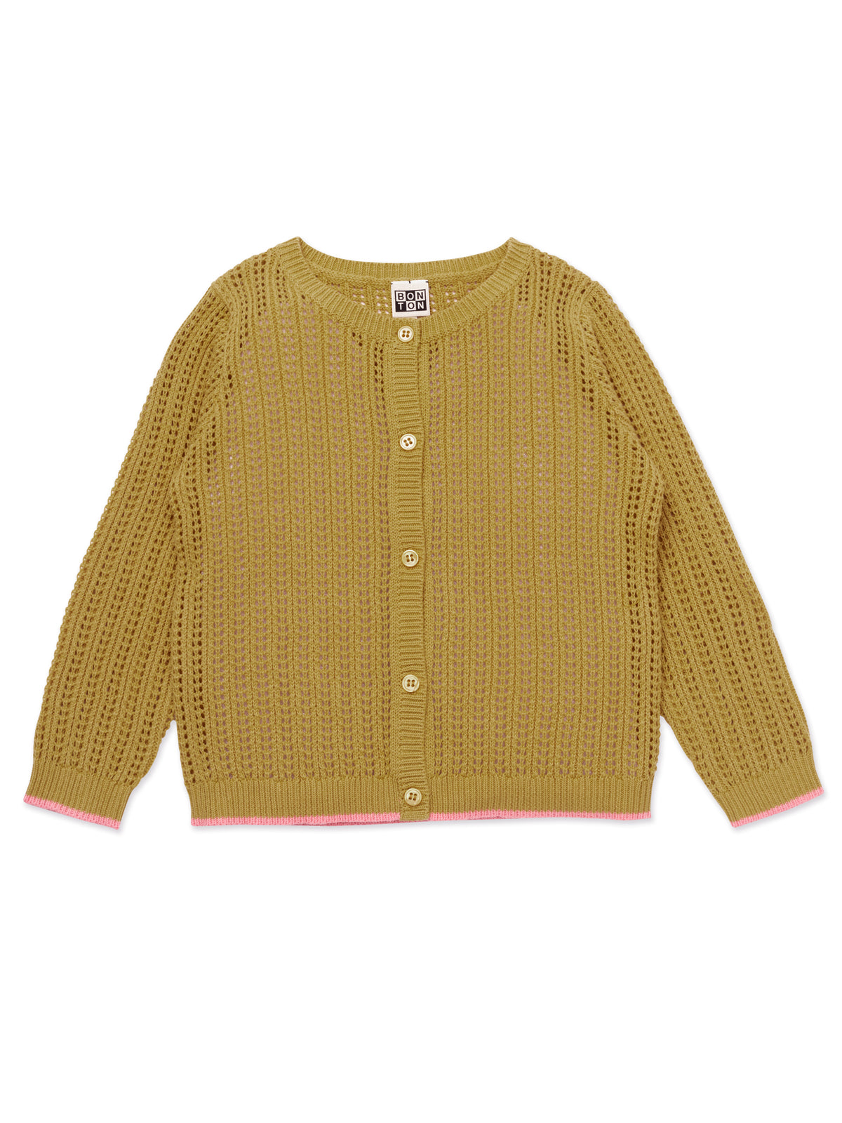 Girls Olive Cotton Cardigan