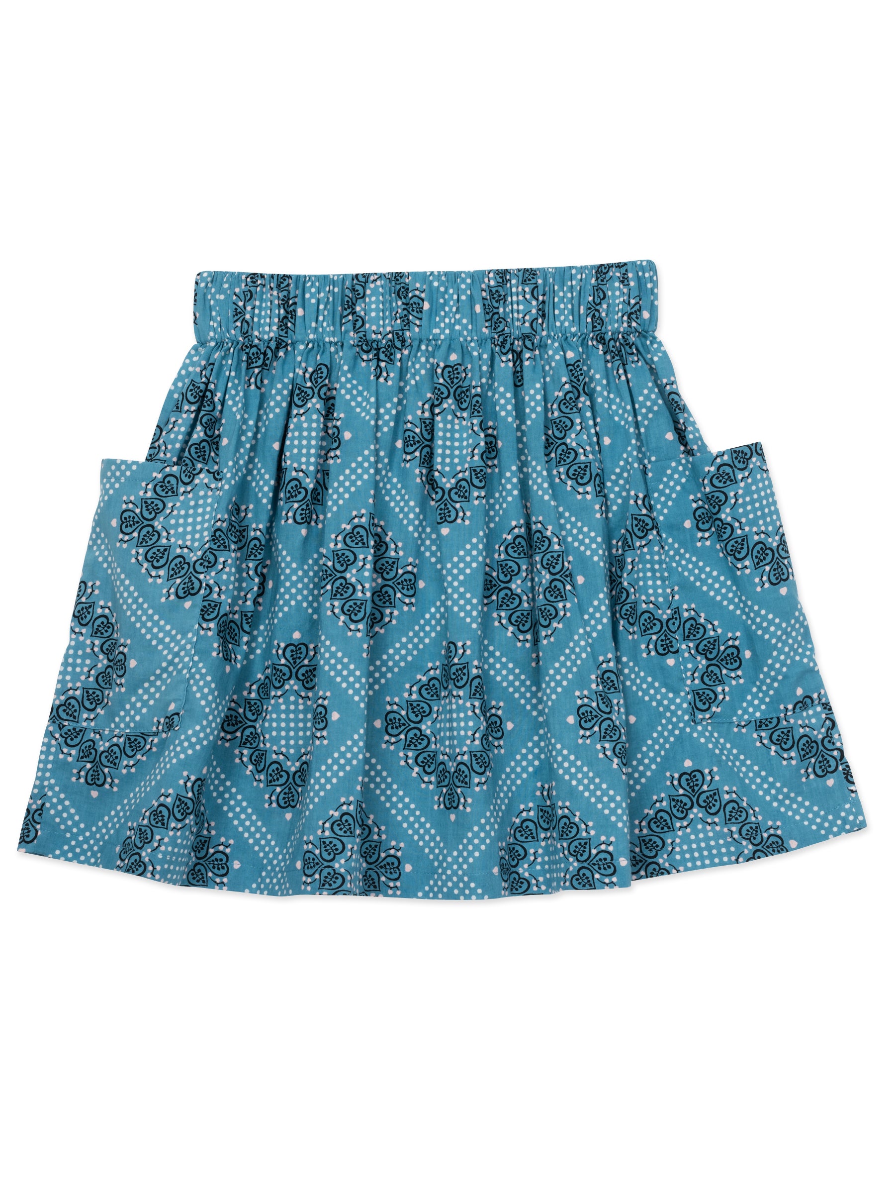 Girls Blue Printing Cotton Skirt