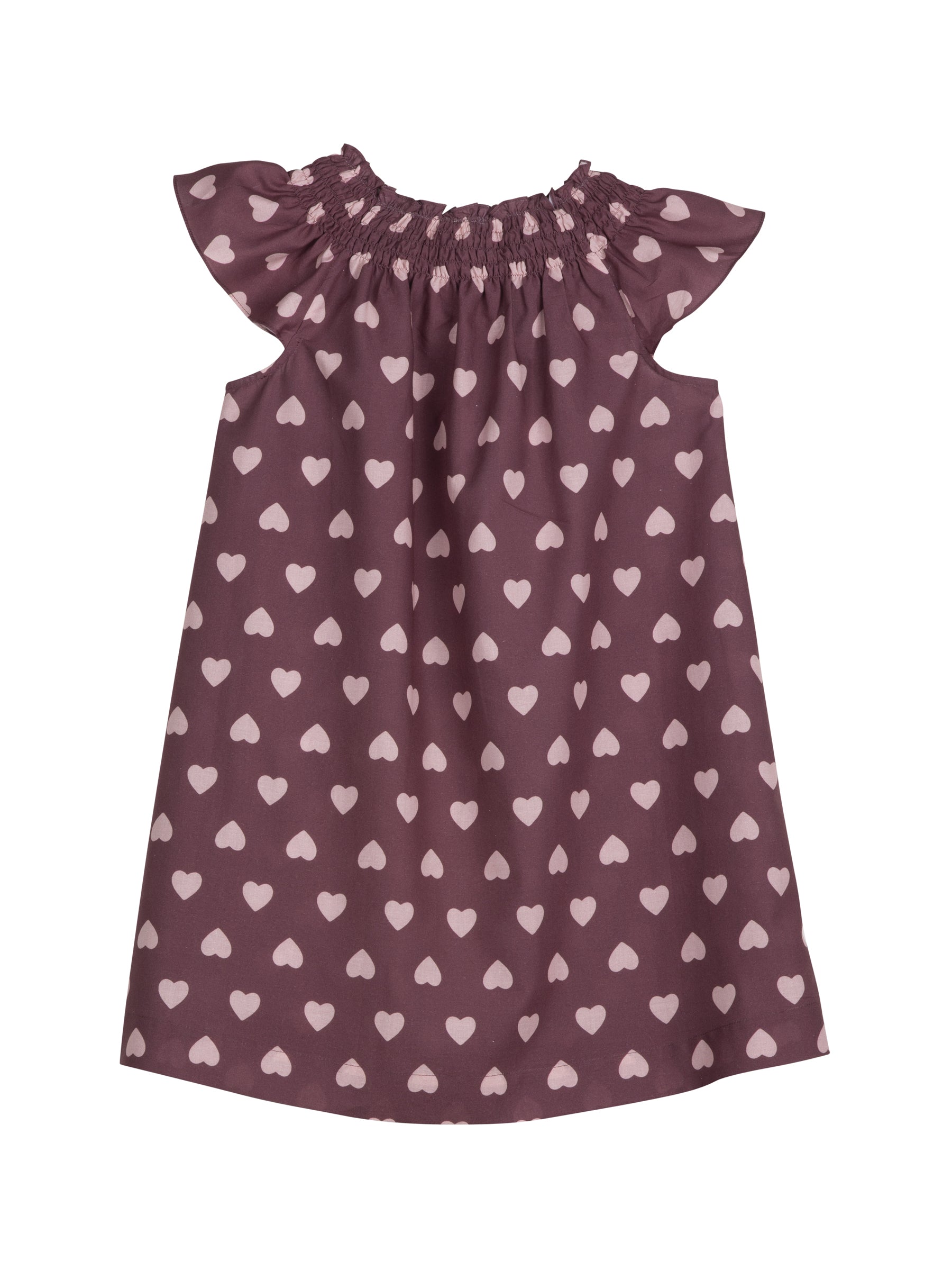 Girls Dark Red Heart Cotton Dress