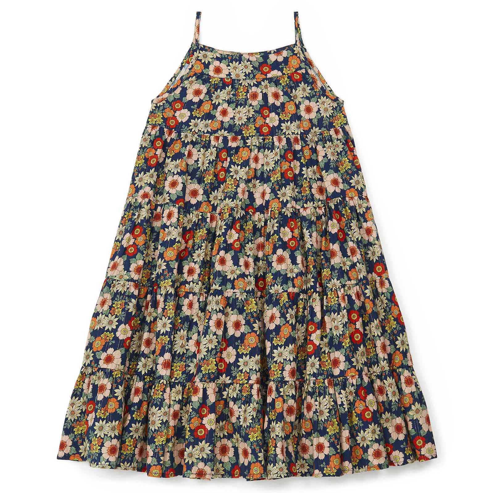 Girls Blue Floral Cotton Dress