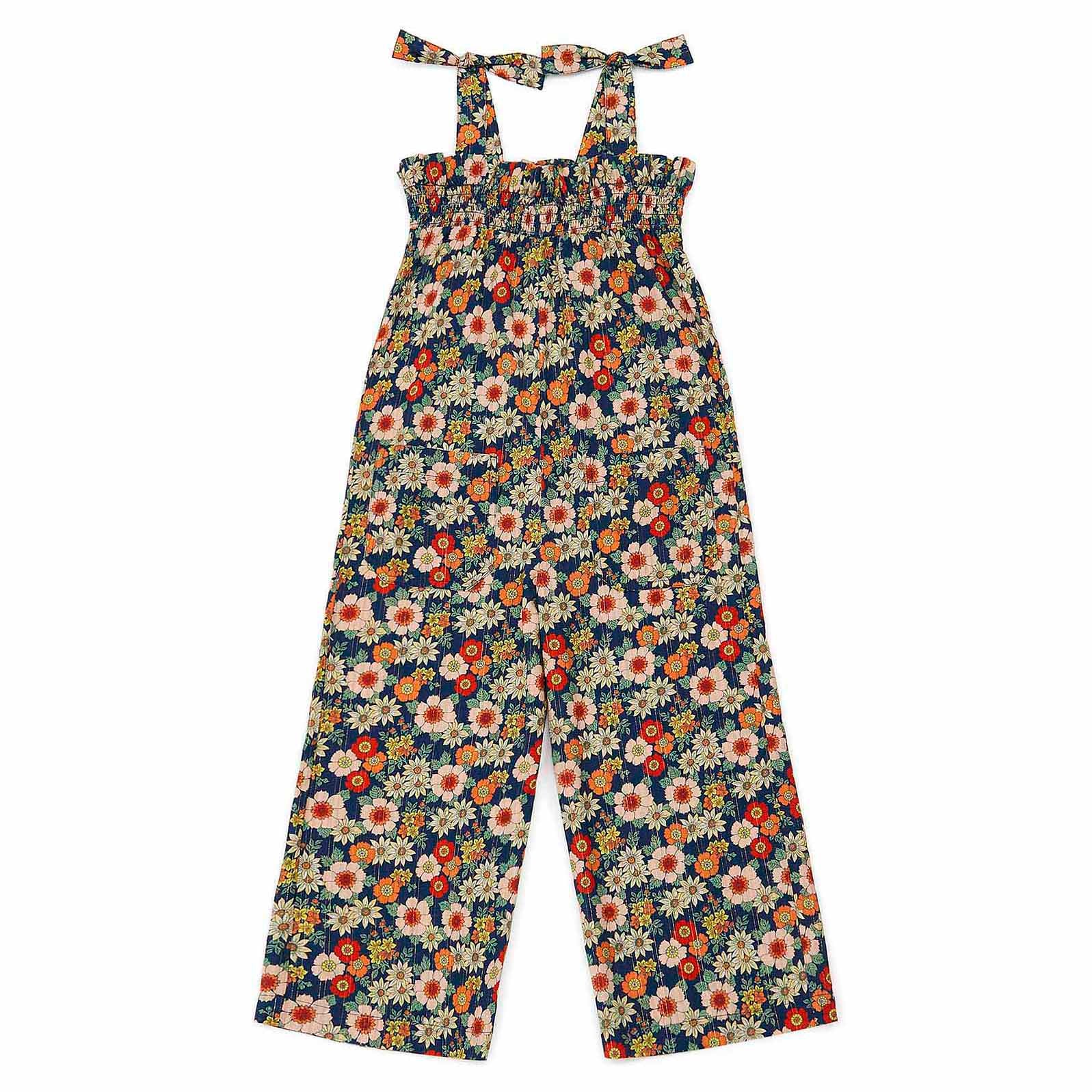 Girls Blue Floral Romper
