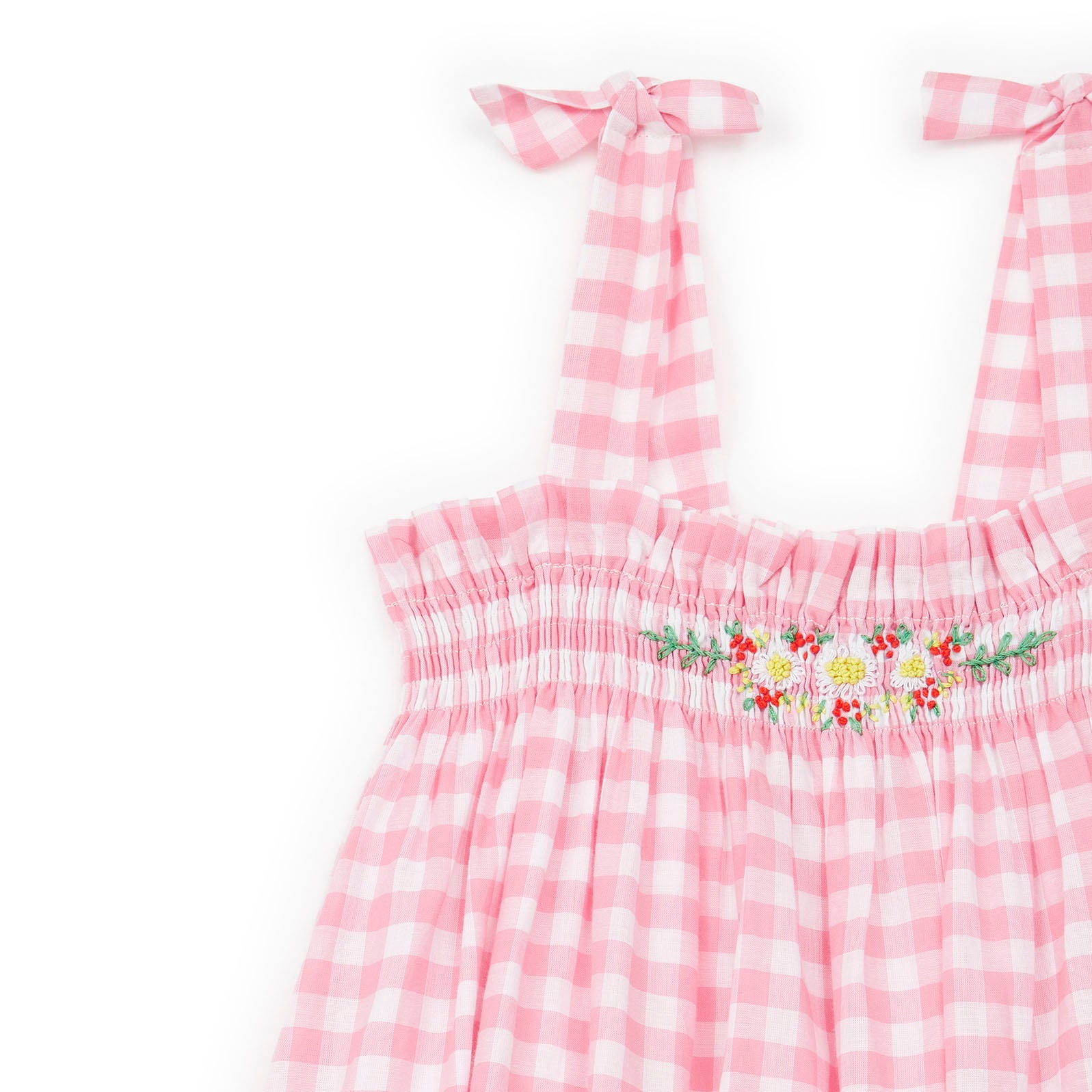 Girls Pink Check Cotton Dress