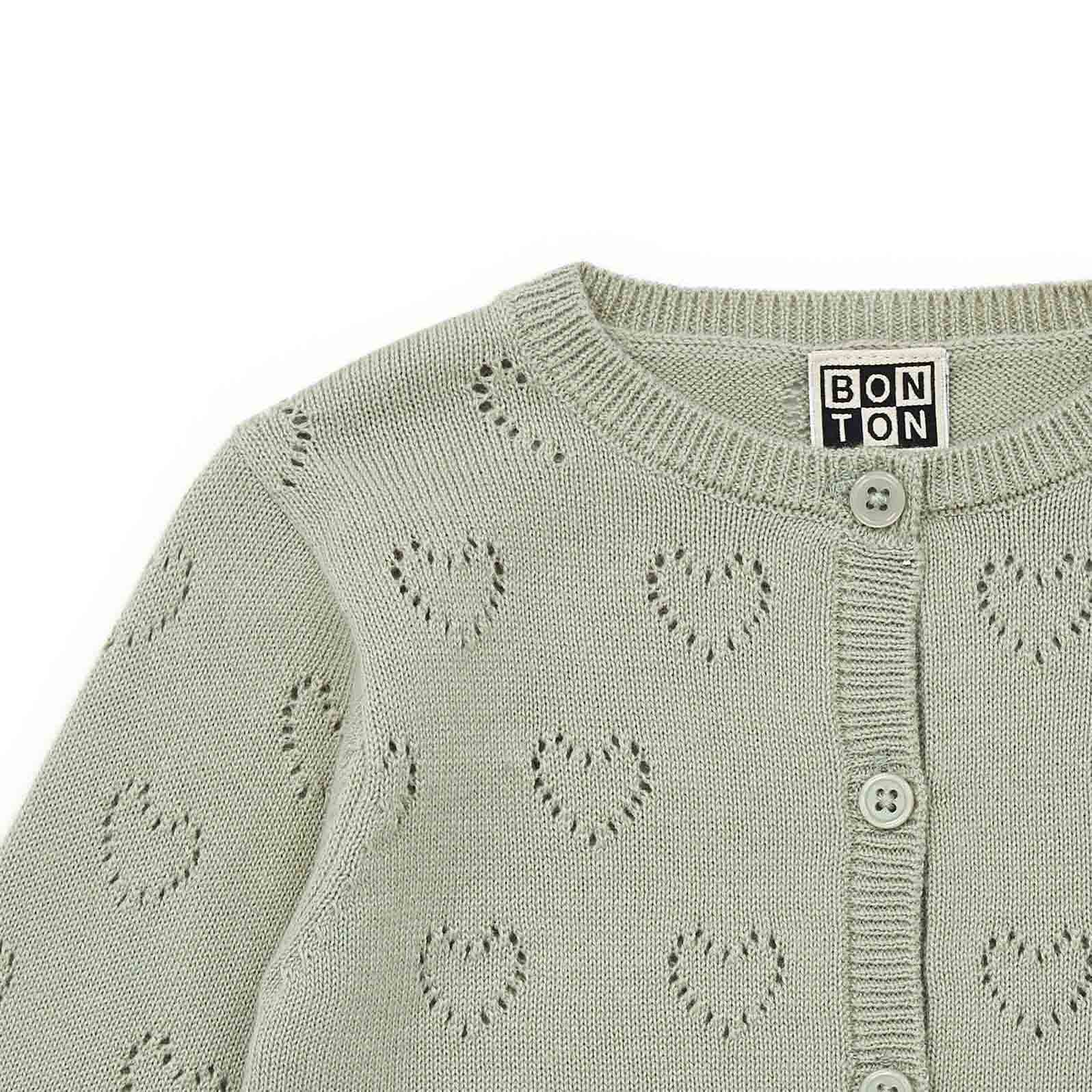 Baby Girls Green Heart Cardigan