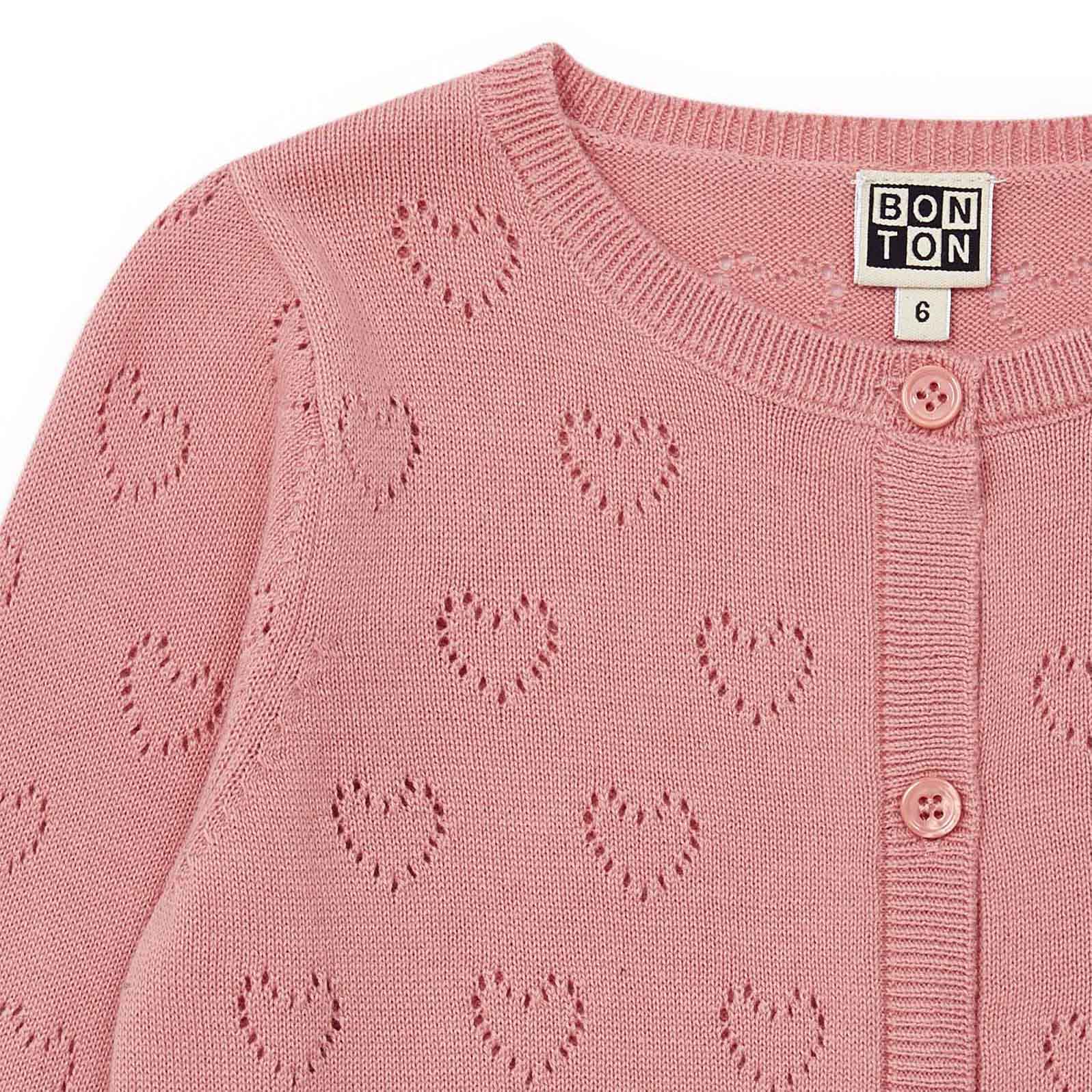 Girls Pink Heart Cardigan