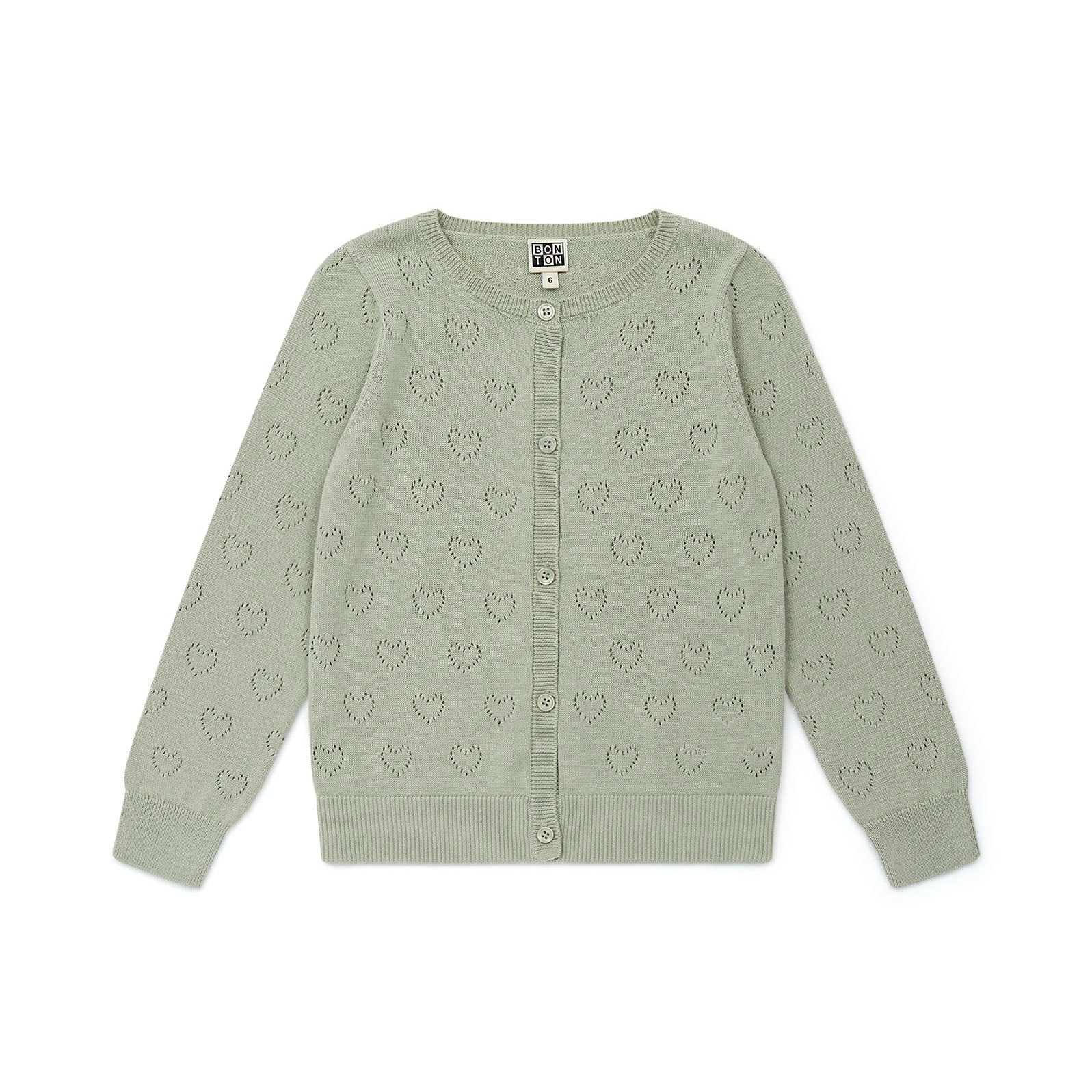 Girls Green Heart Cardigan