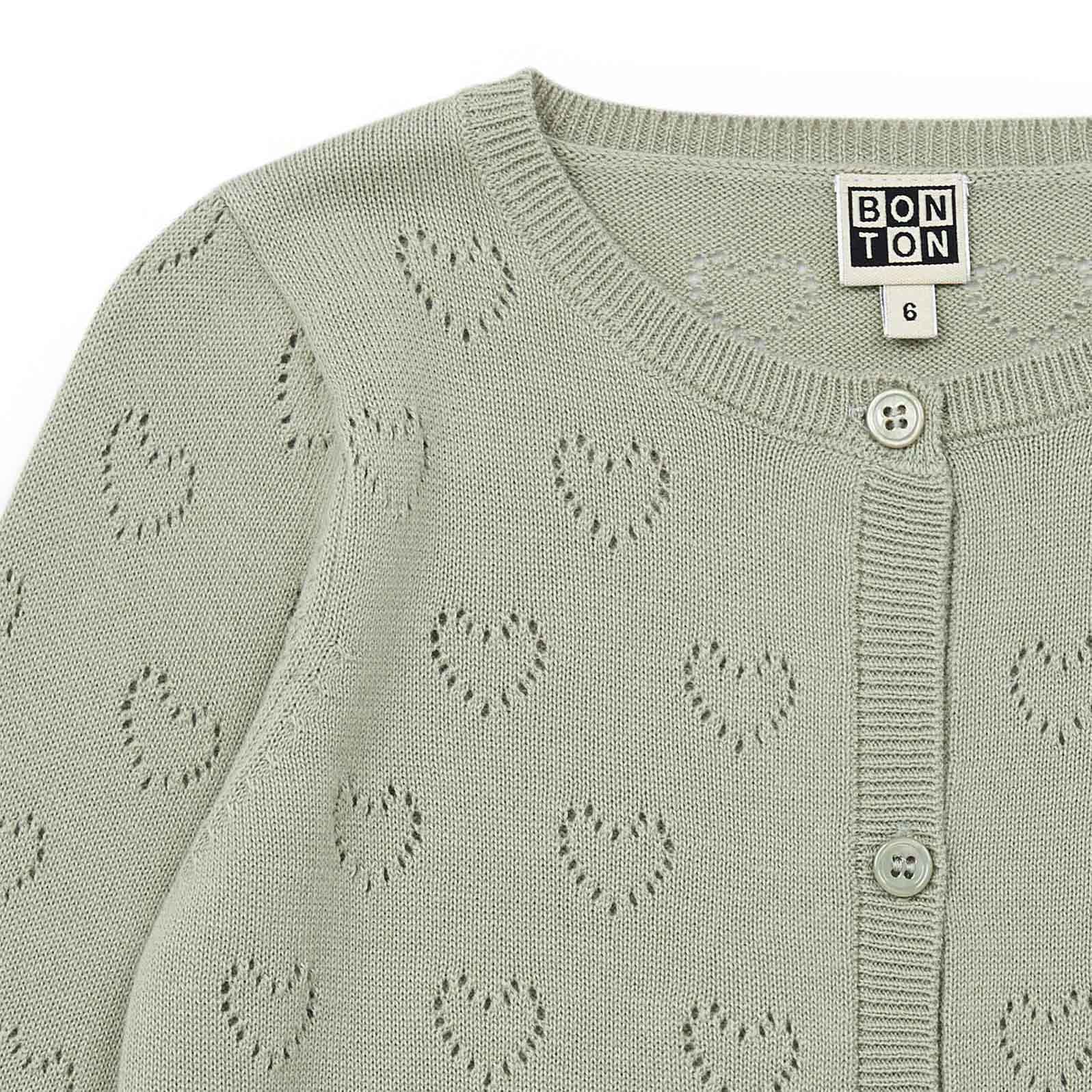 Girls Green Heart Cardigan