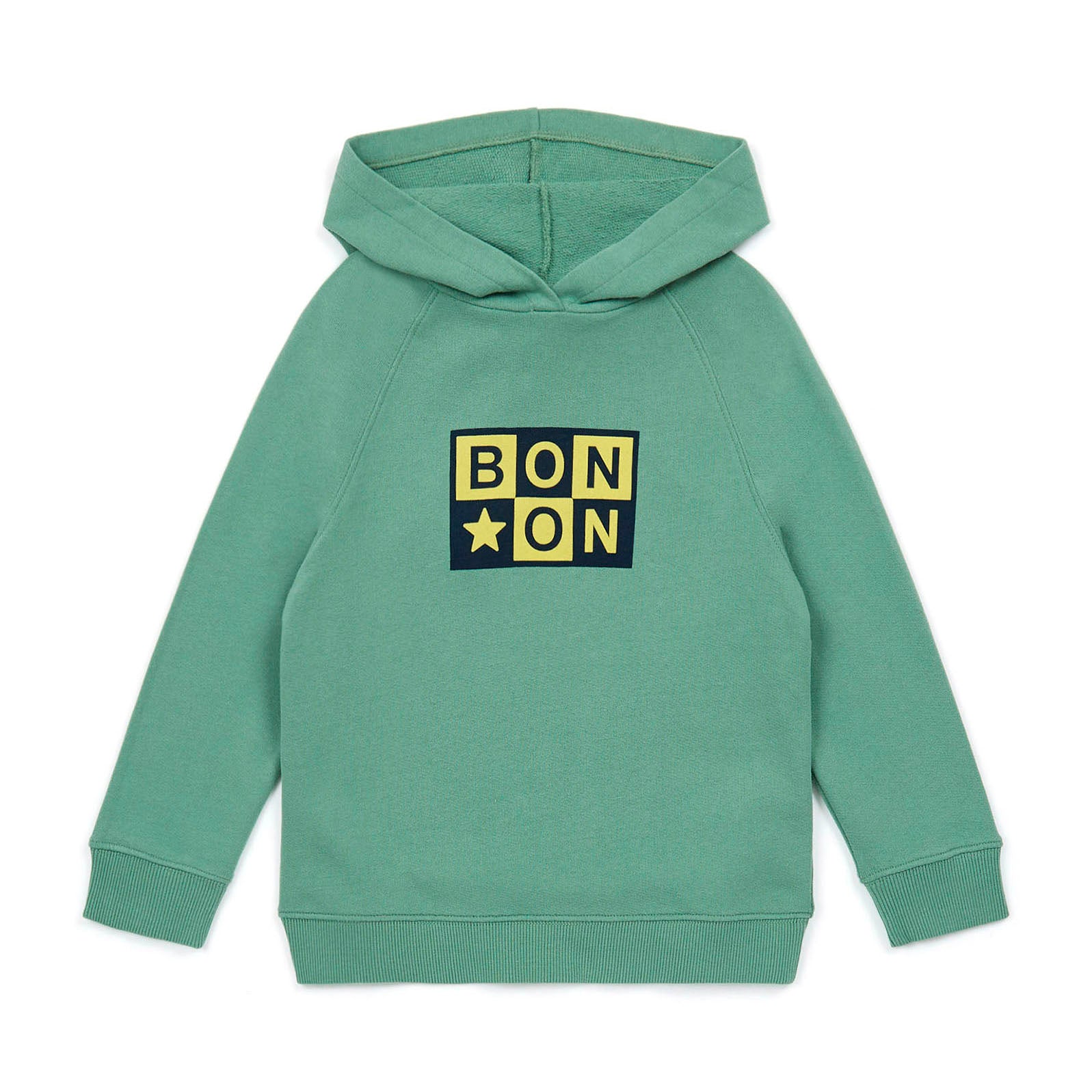 Boys & Girls Green Hooded Cotton Sweatshirt
