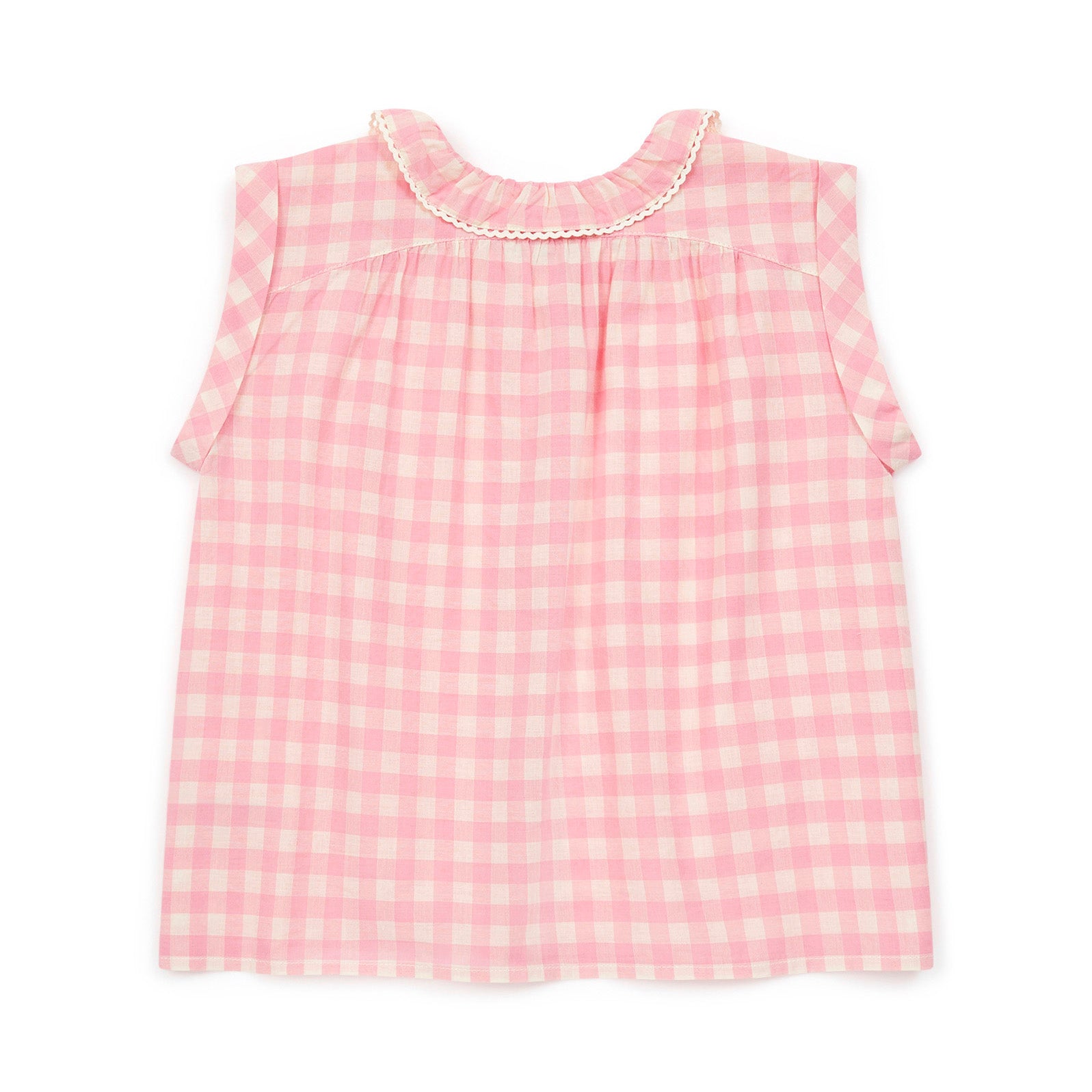 Girls Pink Check Cotton Shirt