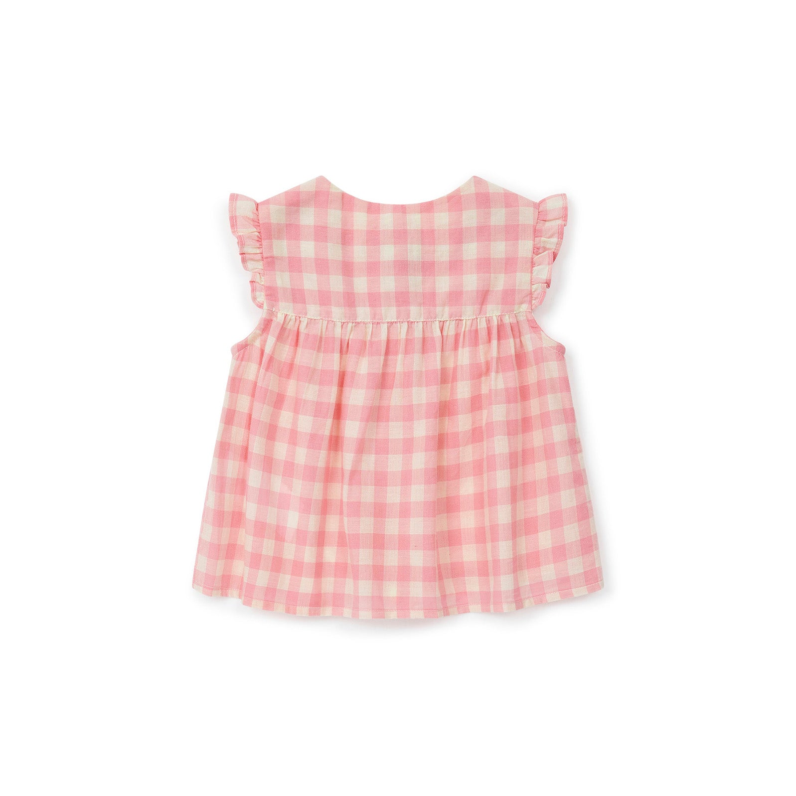 Girls Pink Check Cotton Top