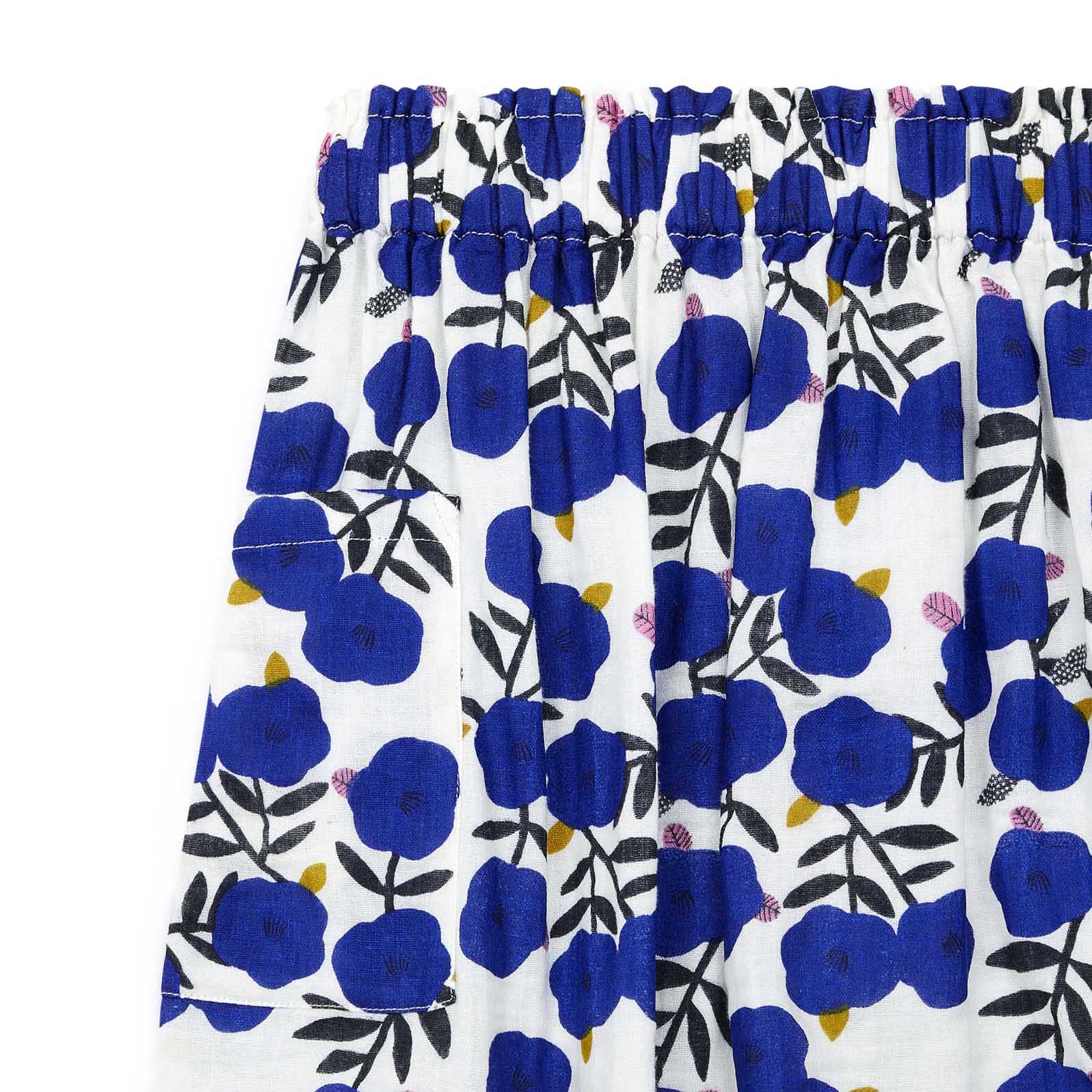 Girls Blue Printing Cotton Skirts