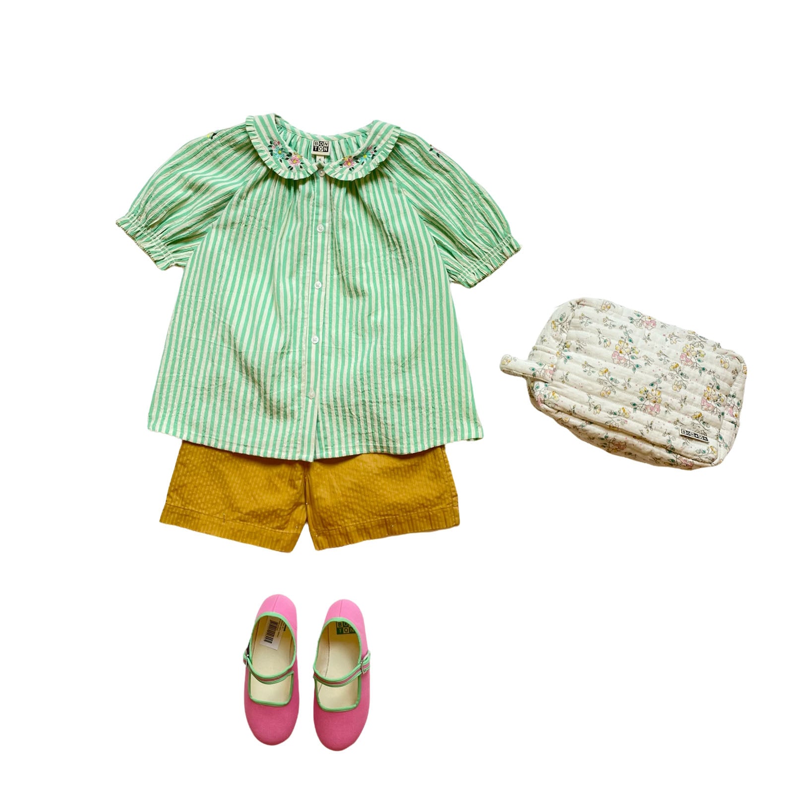 Girls Green Stripes Cotton Shirt