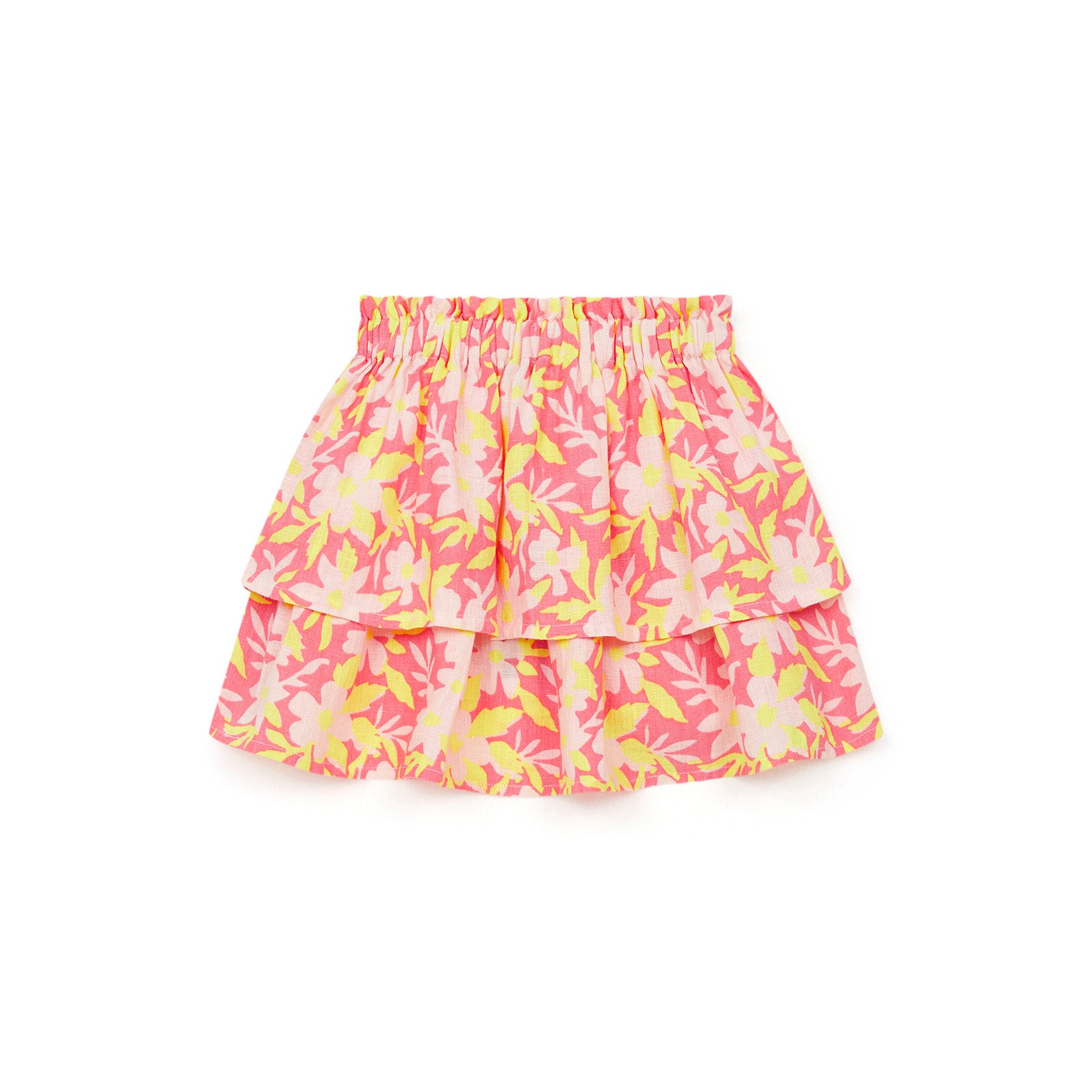 Girls Pink Floral Cotton Skirt