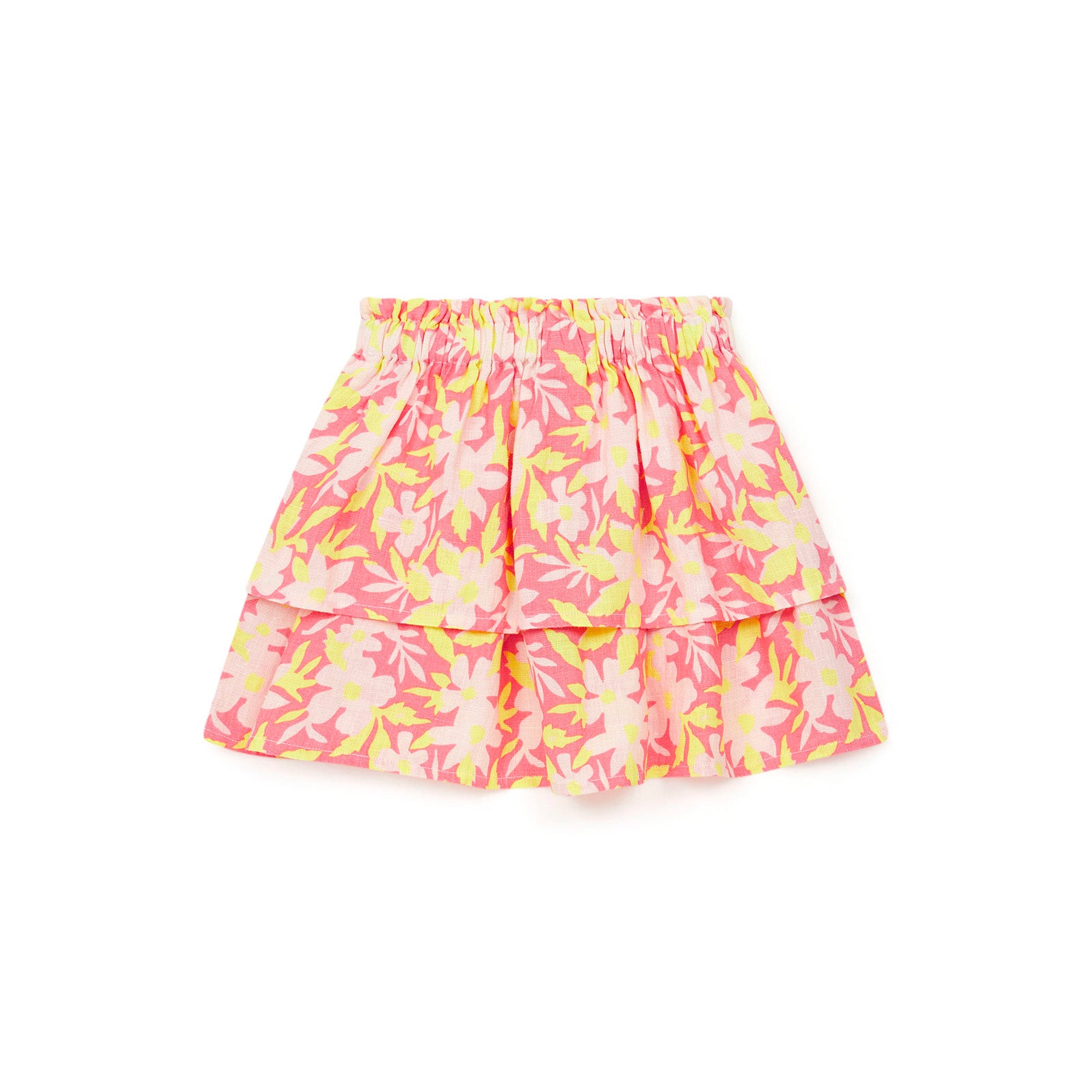 Girls Pink Floral Cotton Skirt