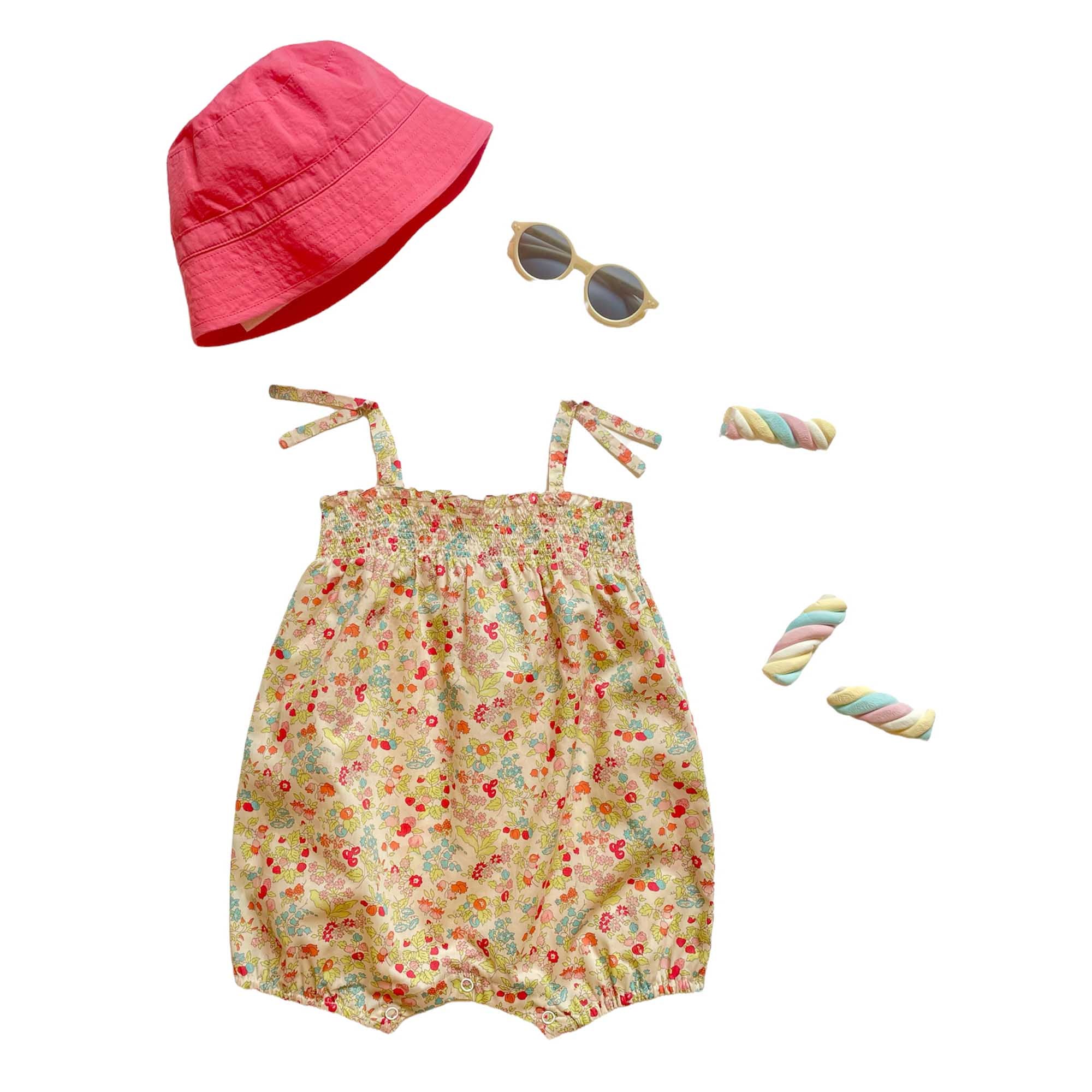 Baby Girls Pink Floral Cotton Babysuit
