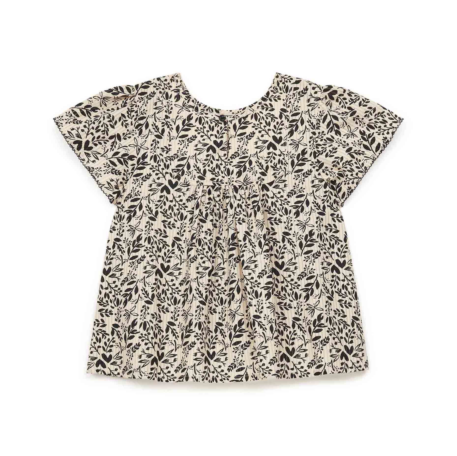 Girls Beige Floral Cotton Top