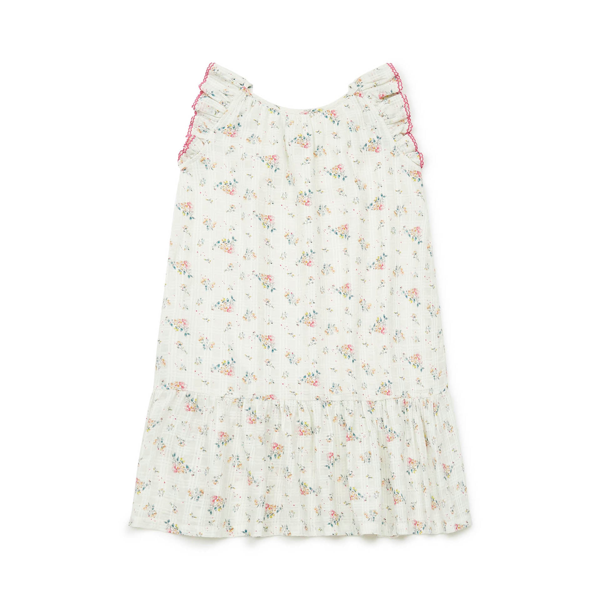 Girls White Floral Cotton Dress