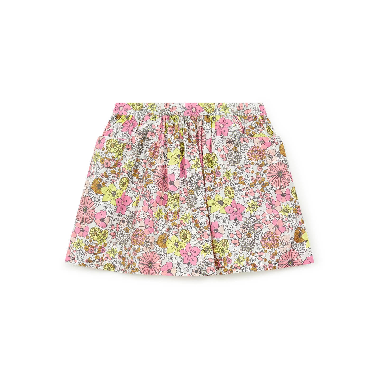 Girls Pink Floral Cotton Skirt