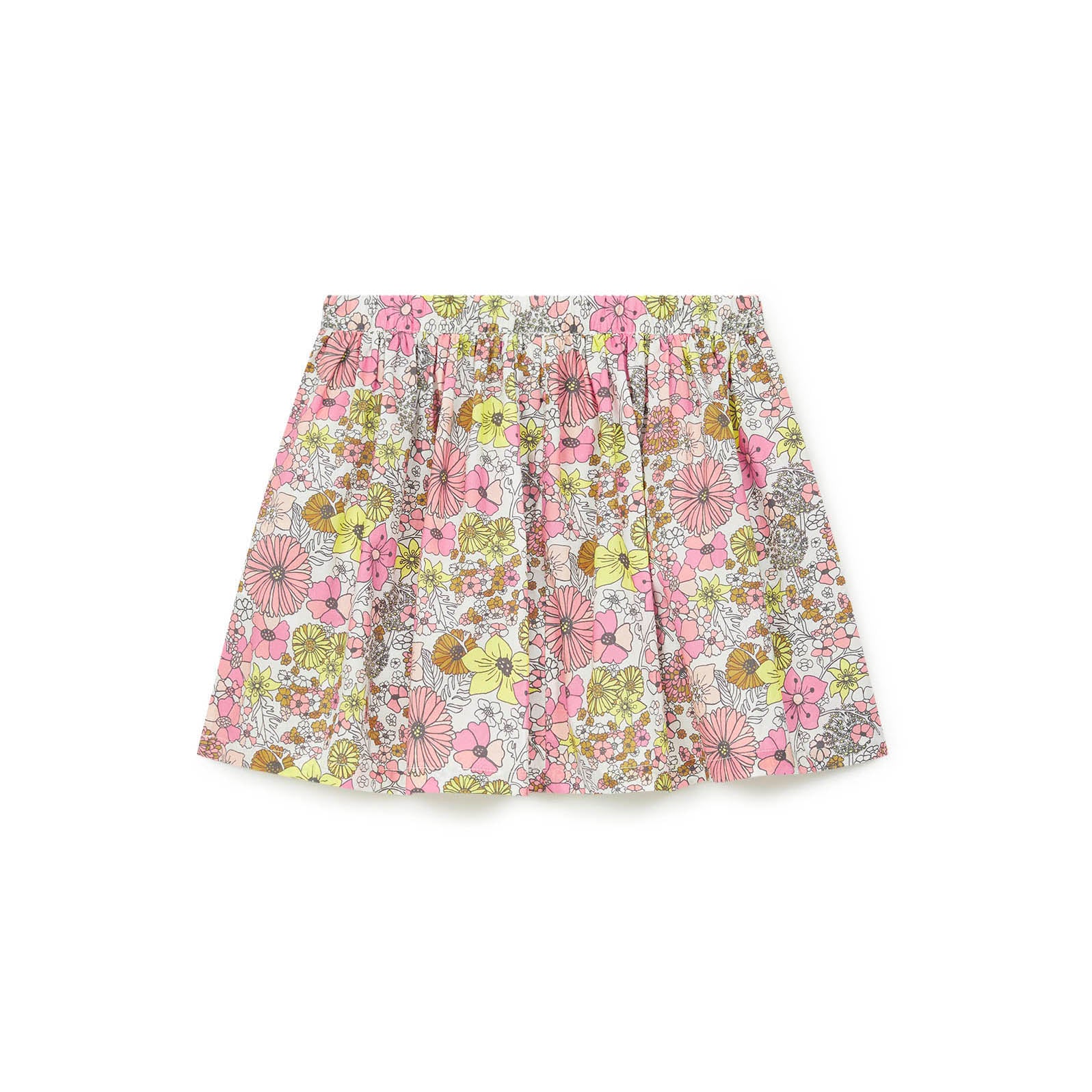 Girls Pink Floral Cotton Skirt