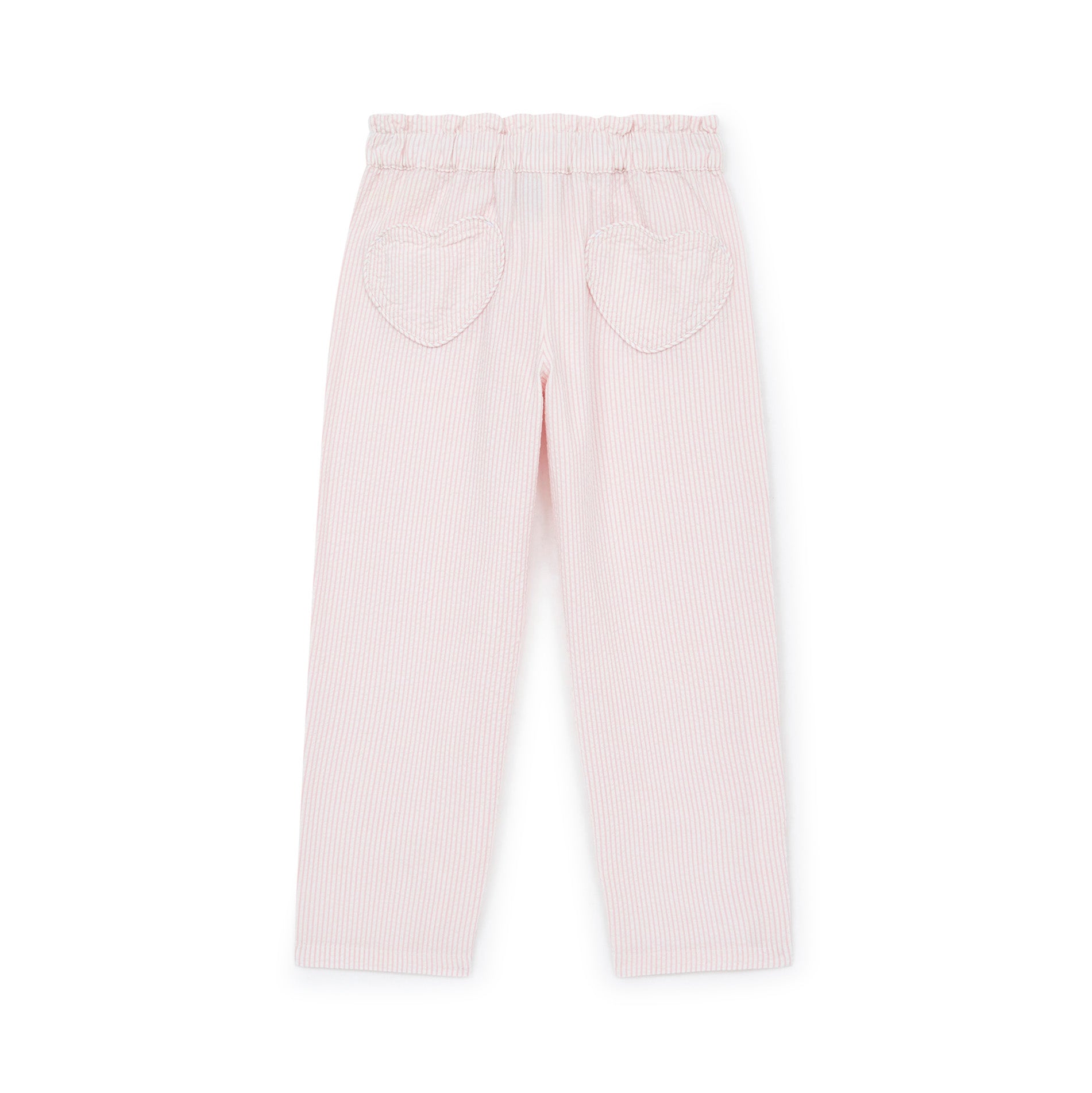 Girls Pink Stripes Cotton Trousers