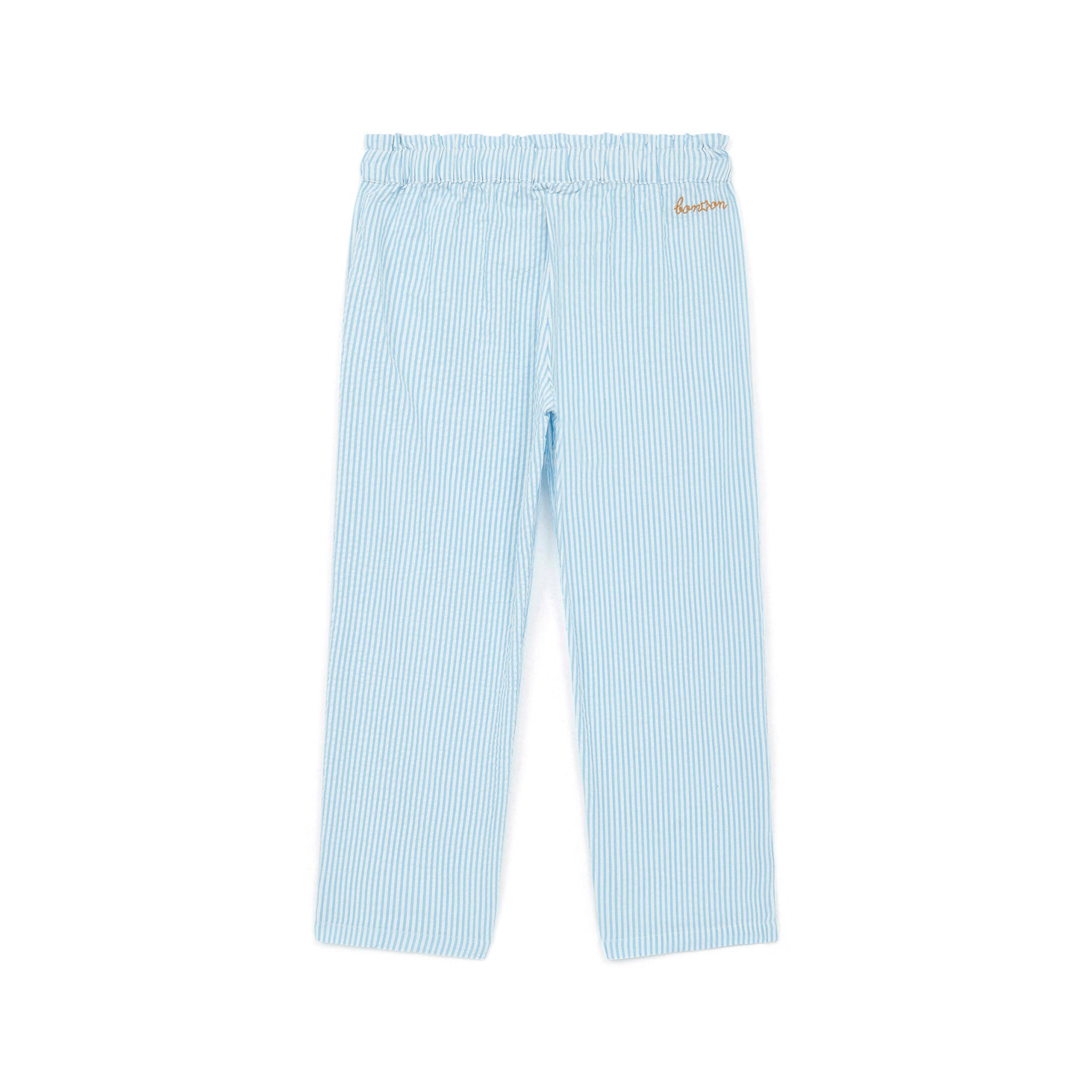 Girls Blue Stripes Cotton Trousers