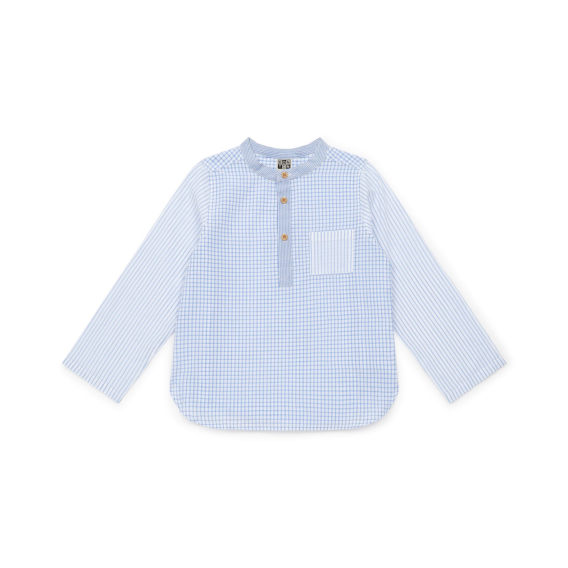 Boys Blue Check Cotton Shirt