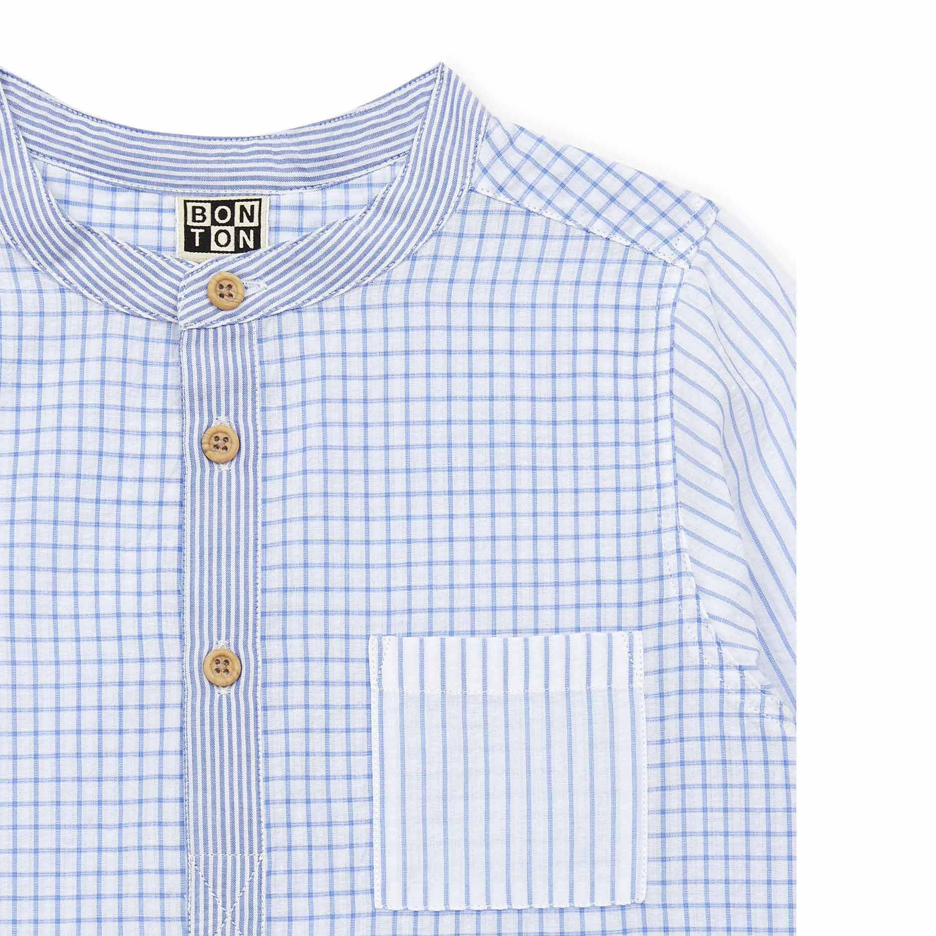 Boys Blue Check Cotton Shirt