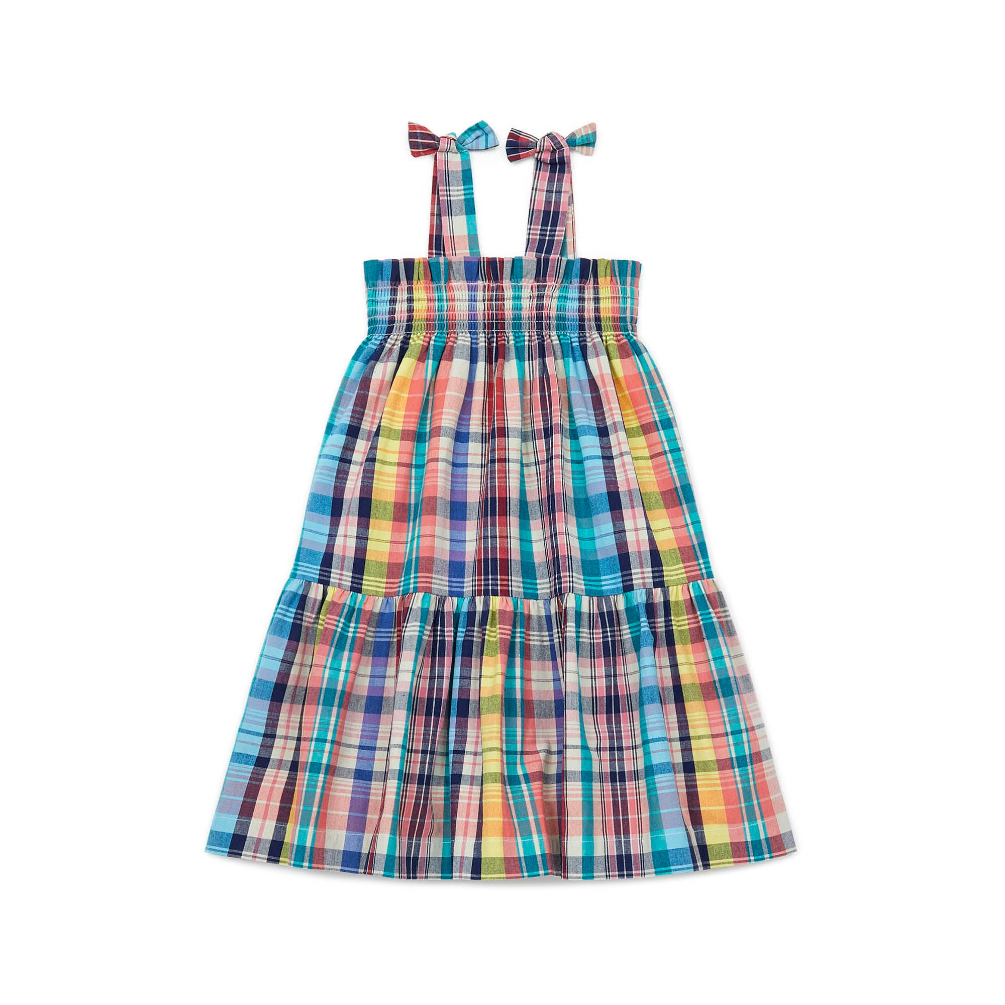 Girls Multicolor Check Dress