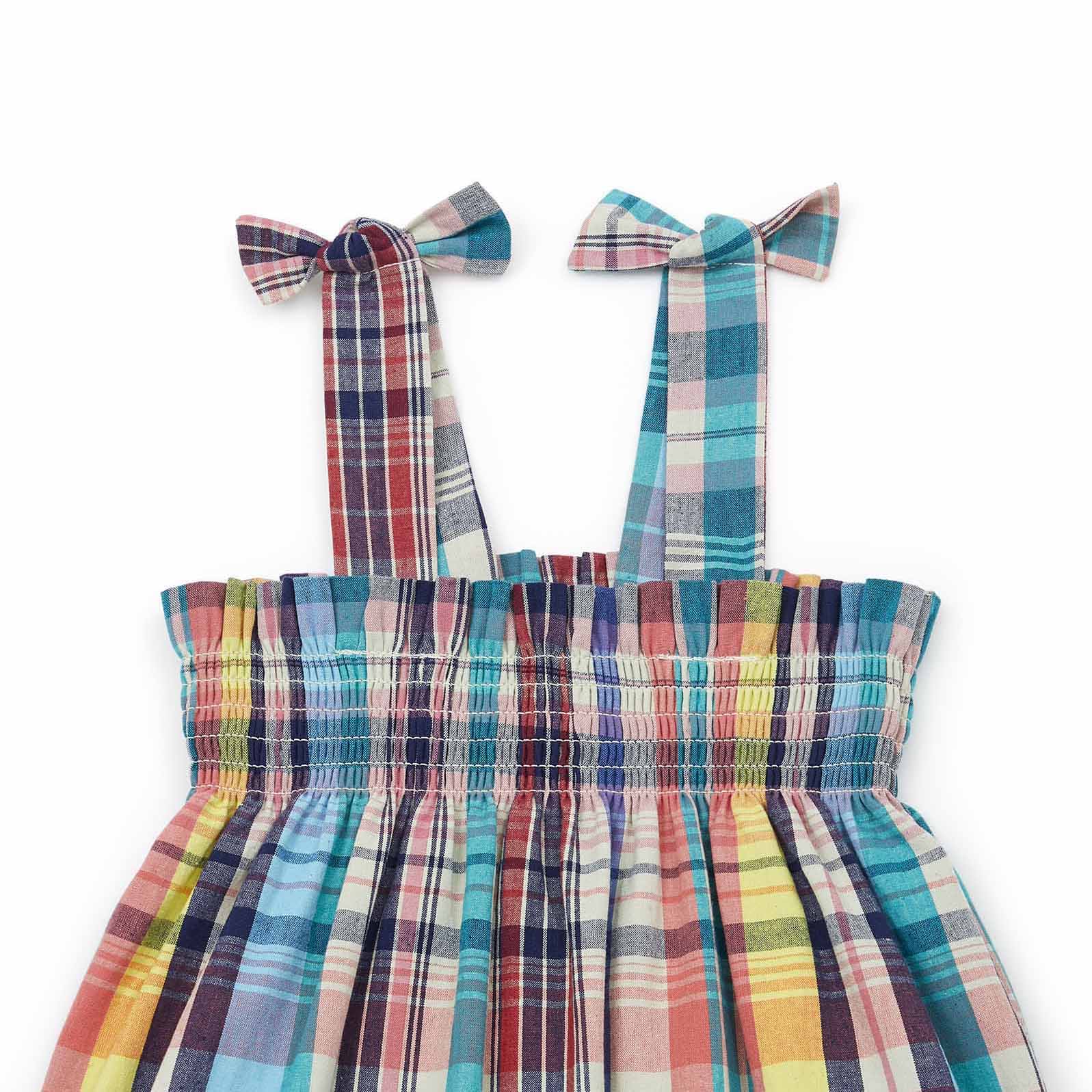 Girls Multicolor Check Dress