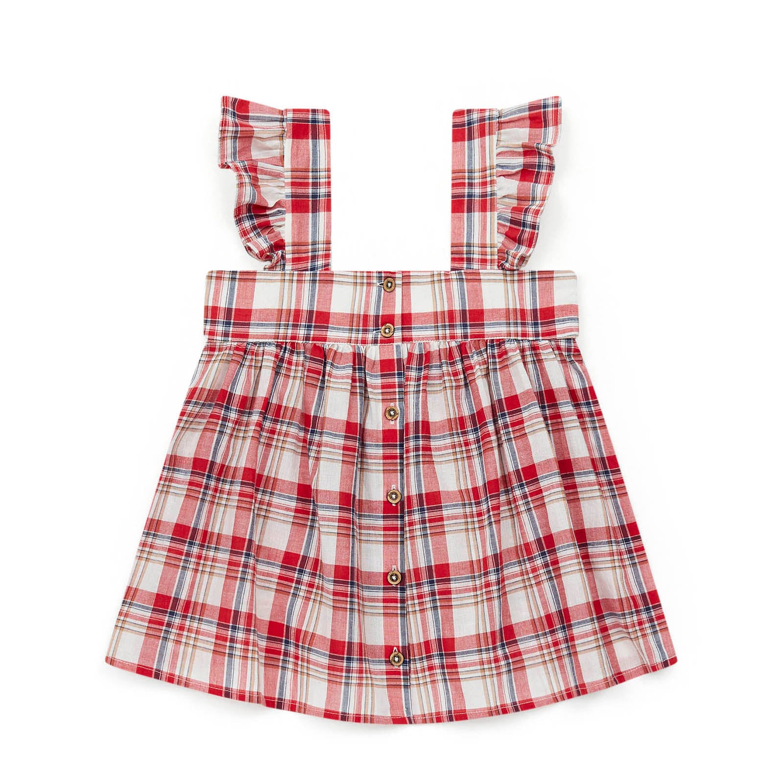Girls Red Check Cotton Top