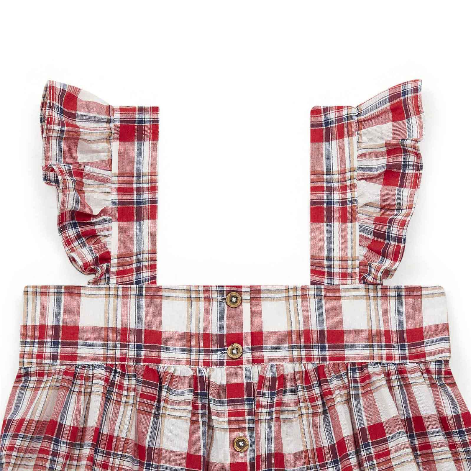 Girls Red Check Cotton Top