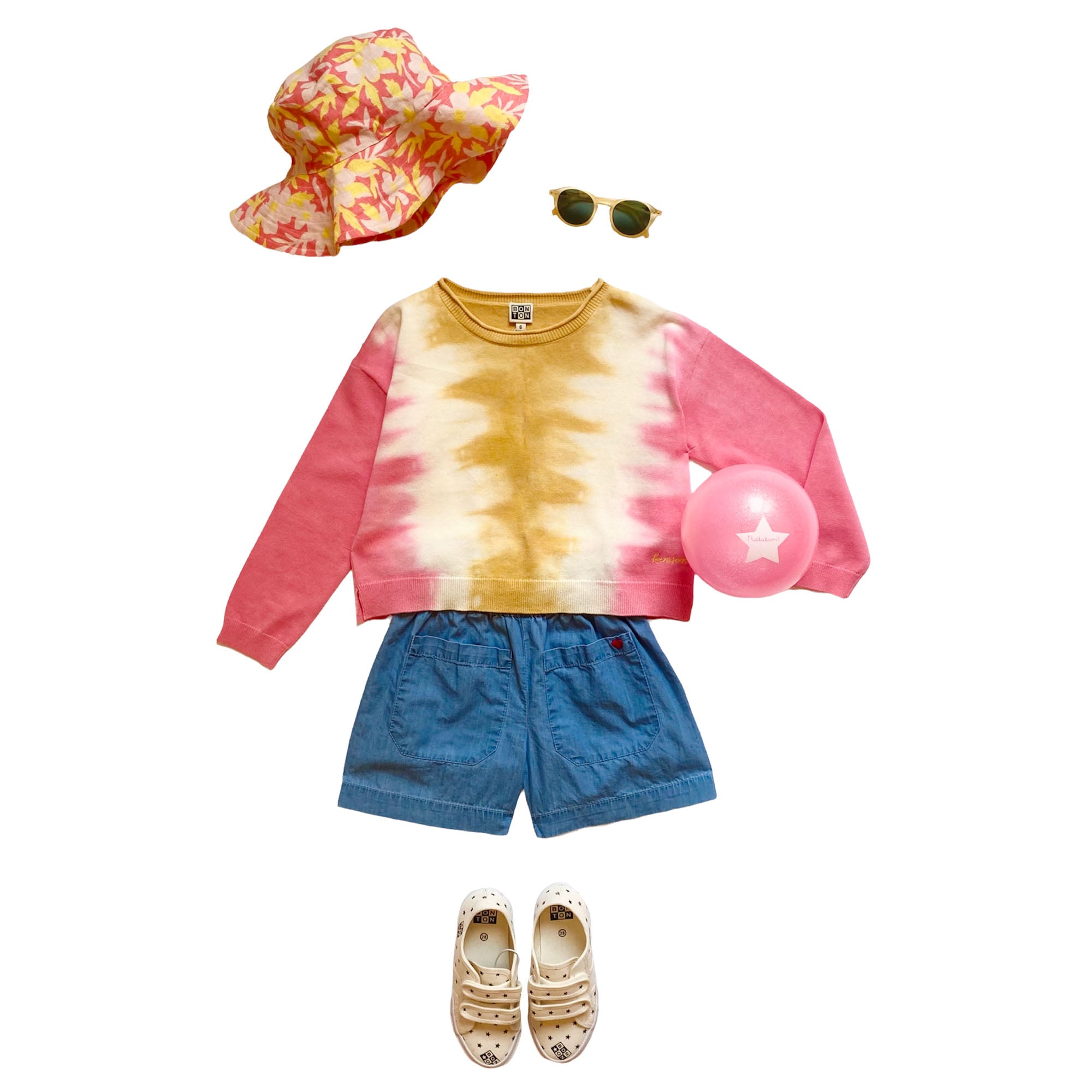 Girls Pink Flower Cotton Hat