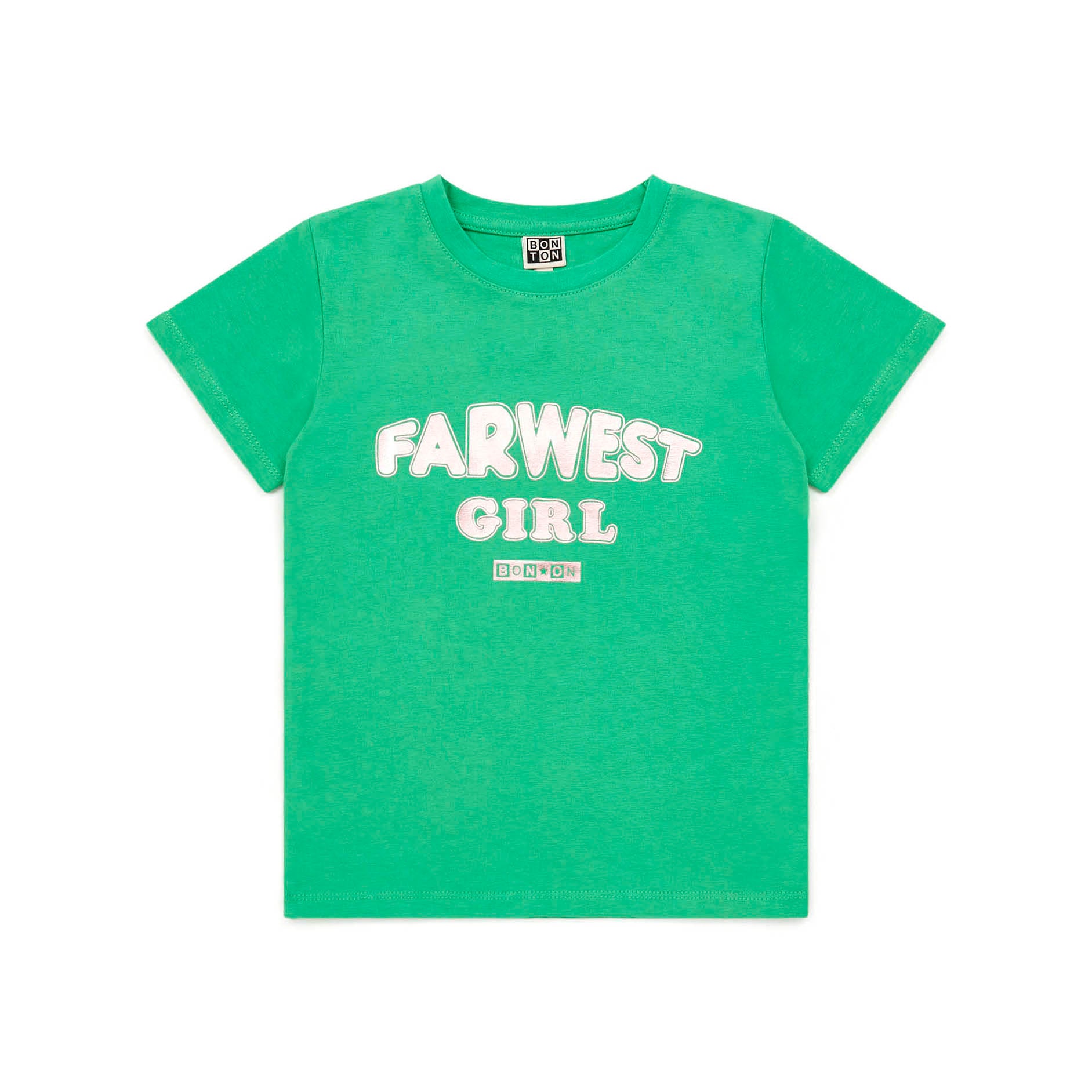 Girls Green Logo Cotton T-Shirt
