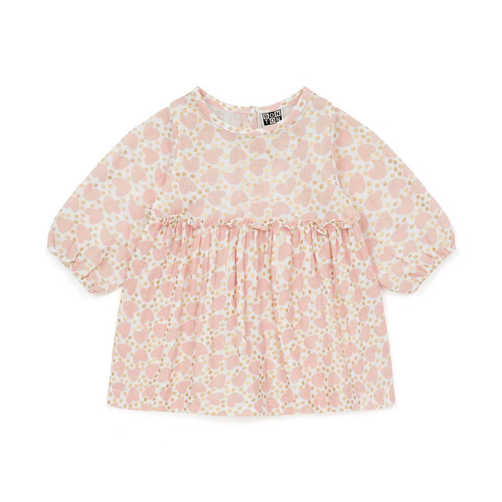 Baby Girls Pink Heart Cotton Dress
