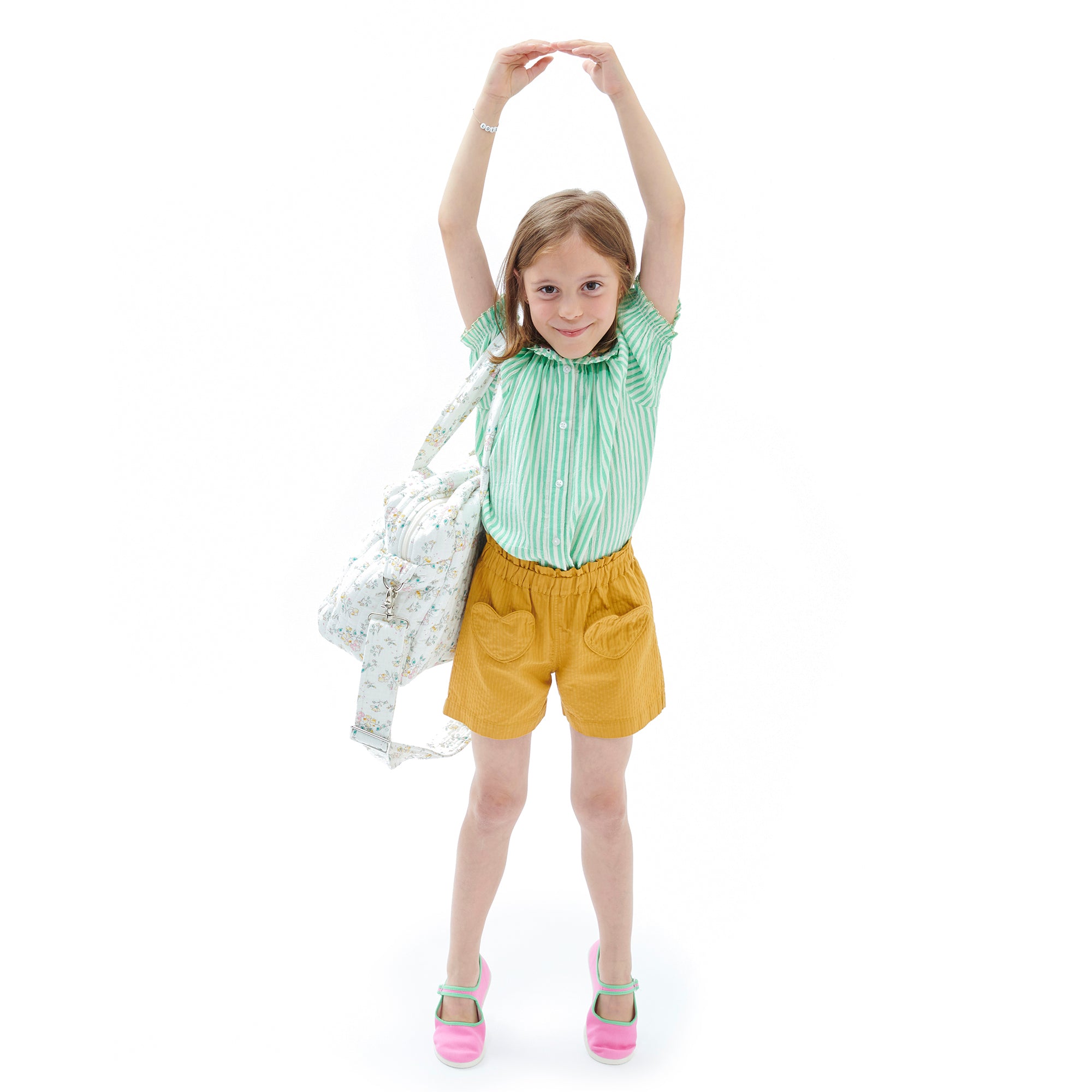 Girls Yellow Cotton Shorts