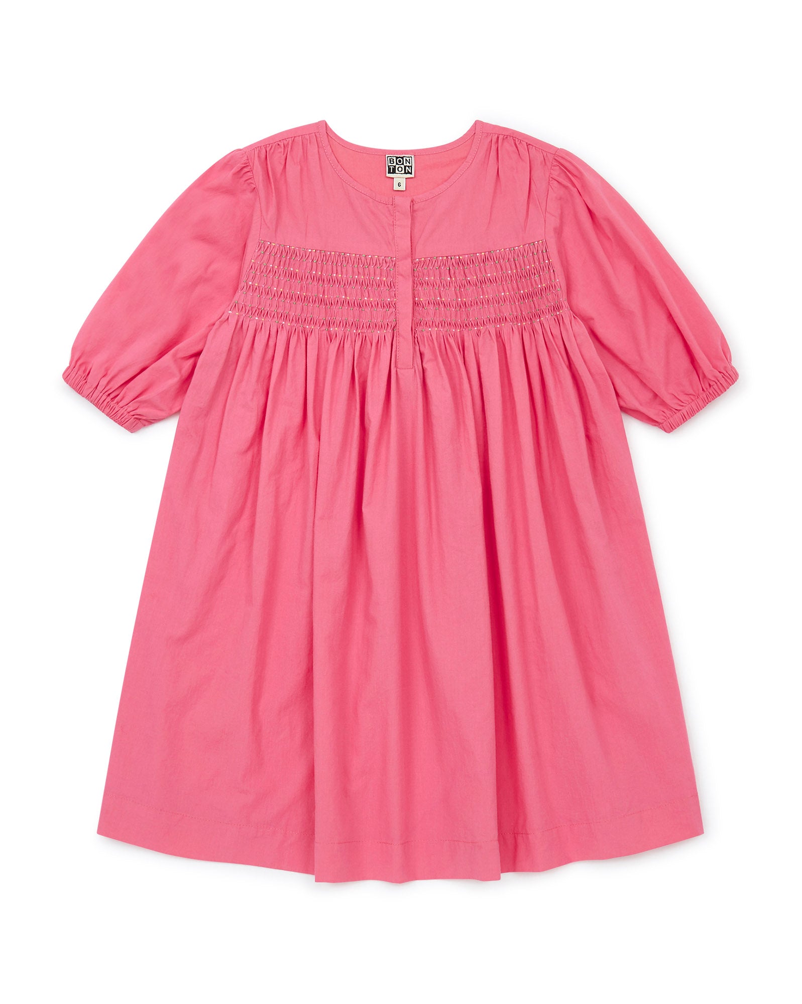 Girls Bright Pink Cotton Dress
