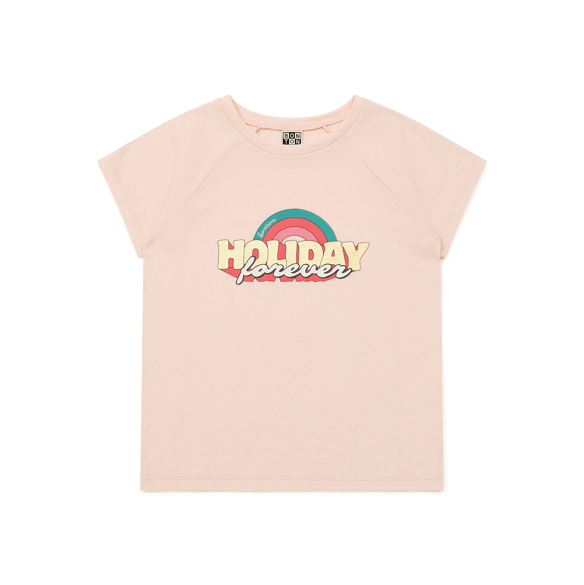 Girls Pink Printed Cotton T-Shirt