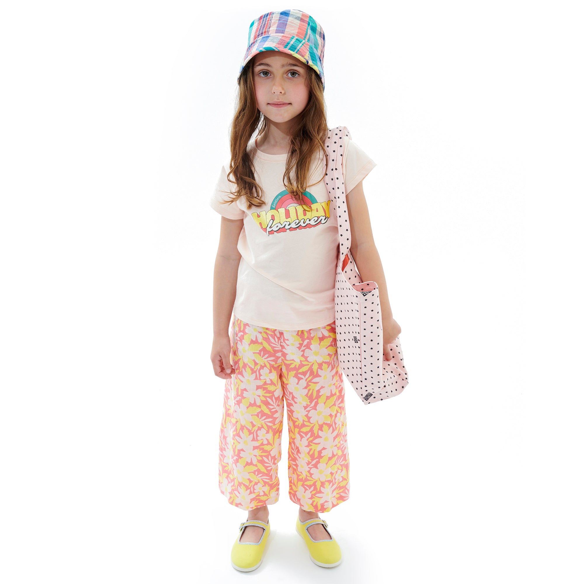 Girls Pink Printed Cotton T-Shirt
