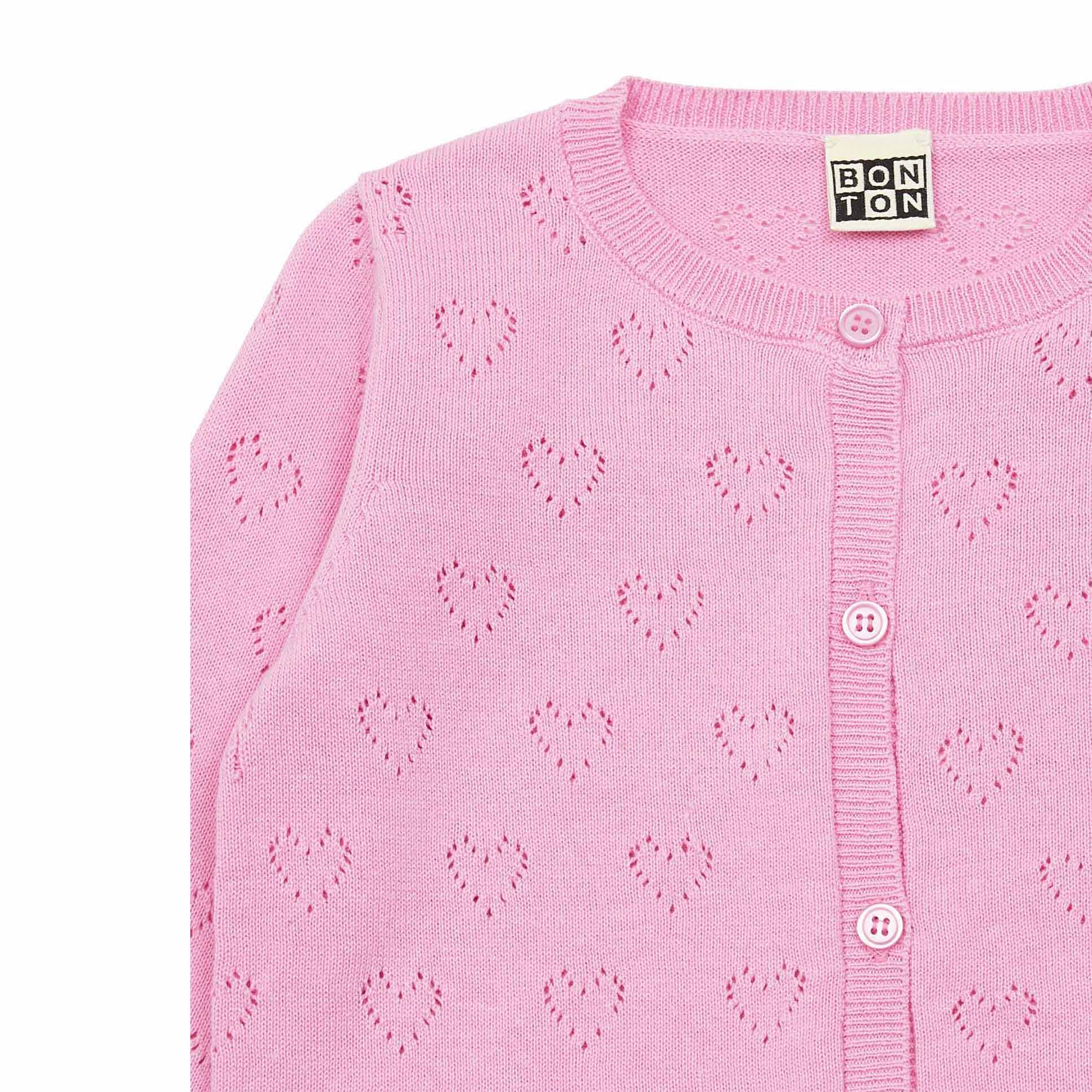 Girls Bright Pink Cotton Cardigan